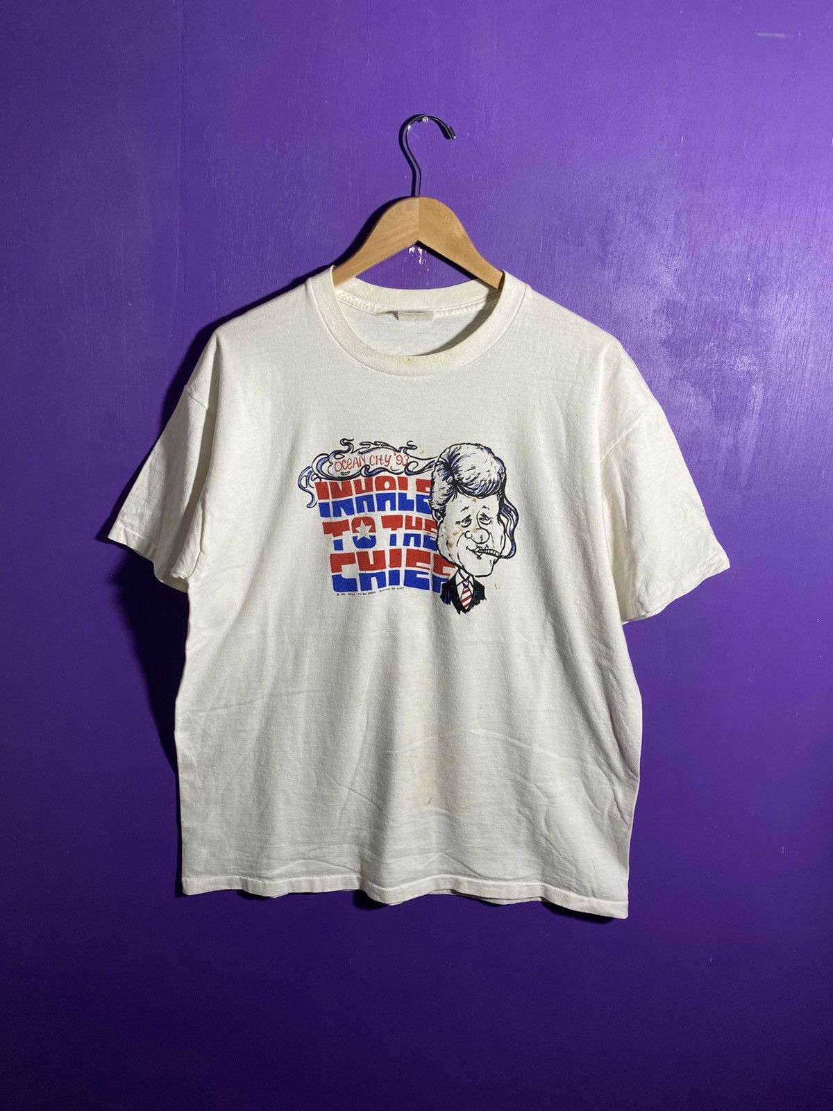 Vintage 1993 Bill Clinton inhale to the chief tee