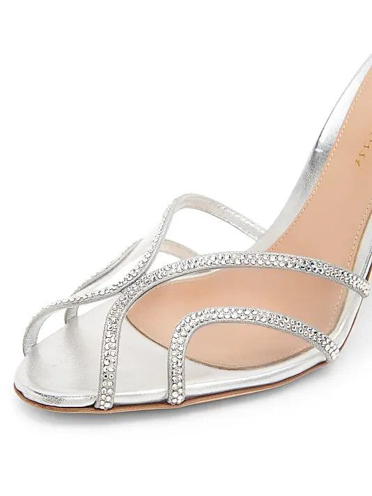Gianvito Rossi os11x0126 Burma 95mm Embellished Sandals in Silver Size US 8 / IT 38 - 5 Thumbnail