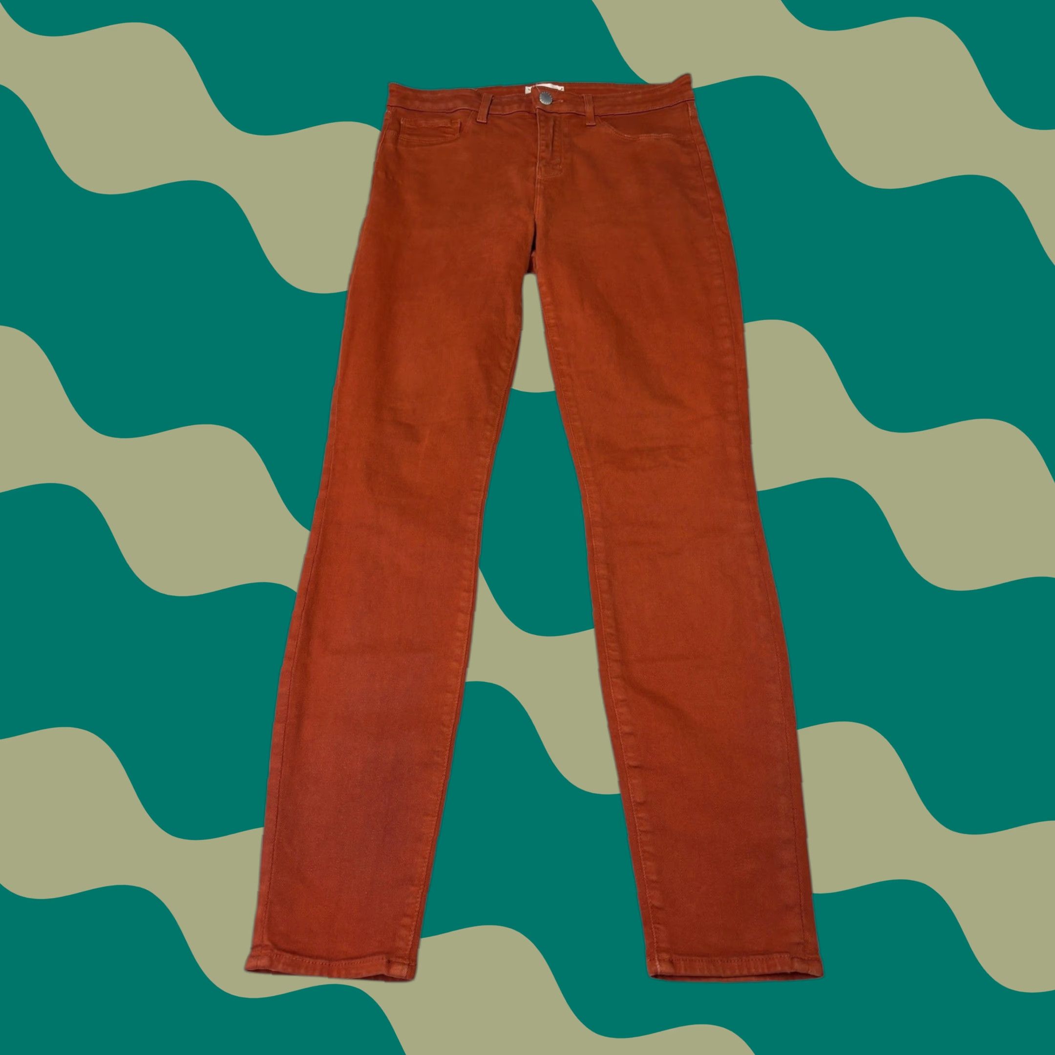 L'AGENCE L'AGENCE Marguerite High Rise Skinny Jeans Rust Brown Coated Size 29X28 Made USA Size 29" - 1 Thumbnail