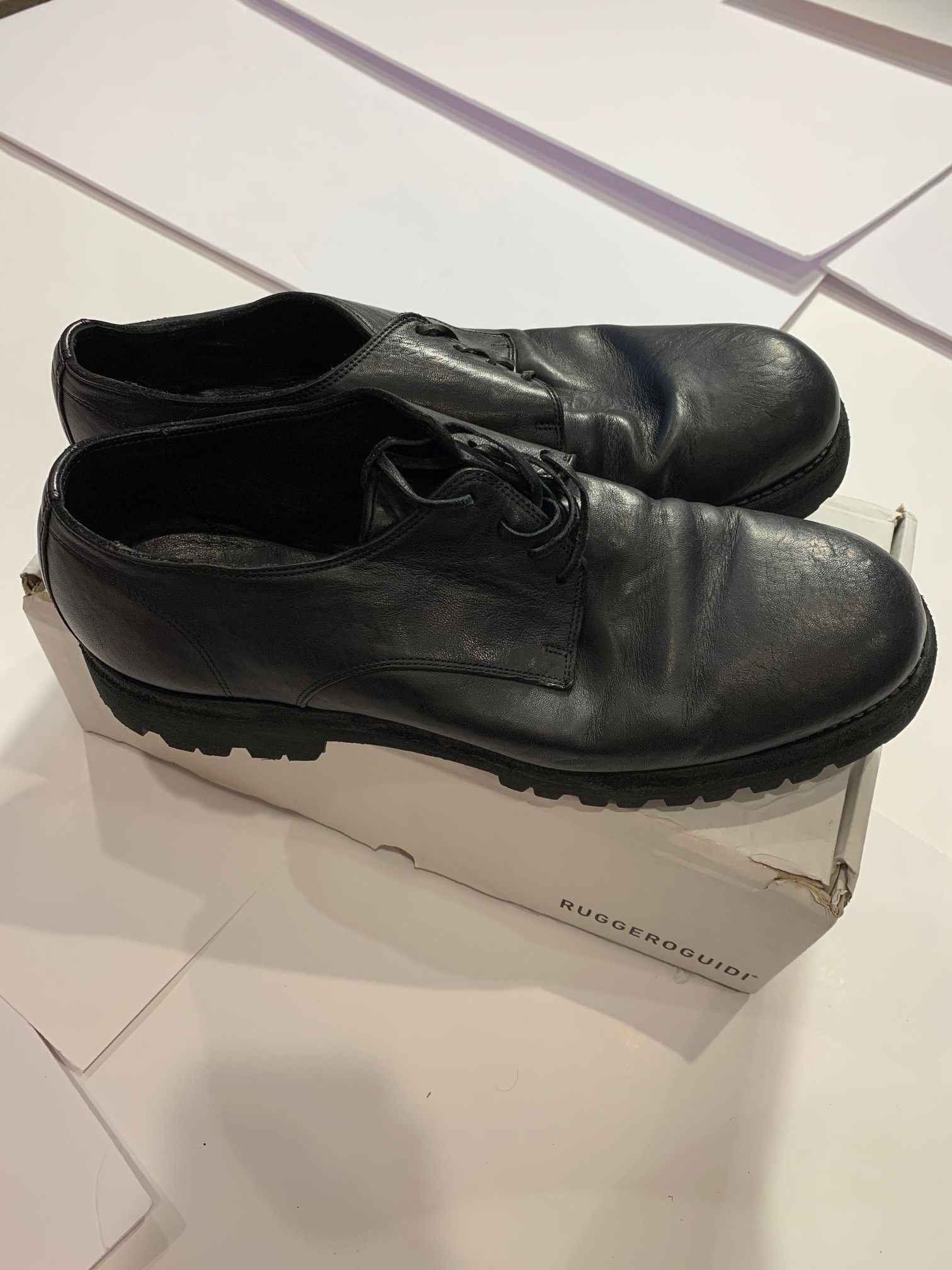 Guidi Guidi 792V horse leather derby shoes rugged Vibram outsole Size US 14 / EU 47 - 1 Thumbnail