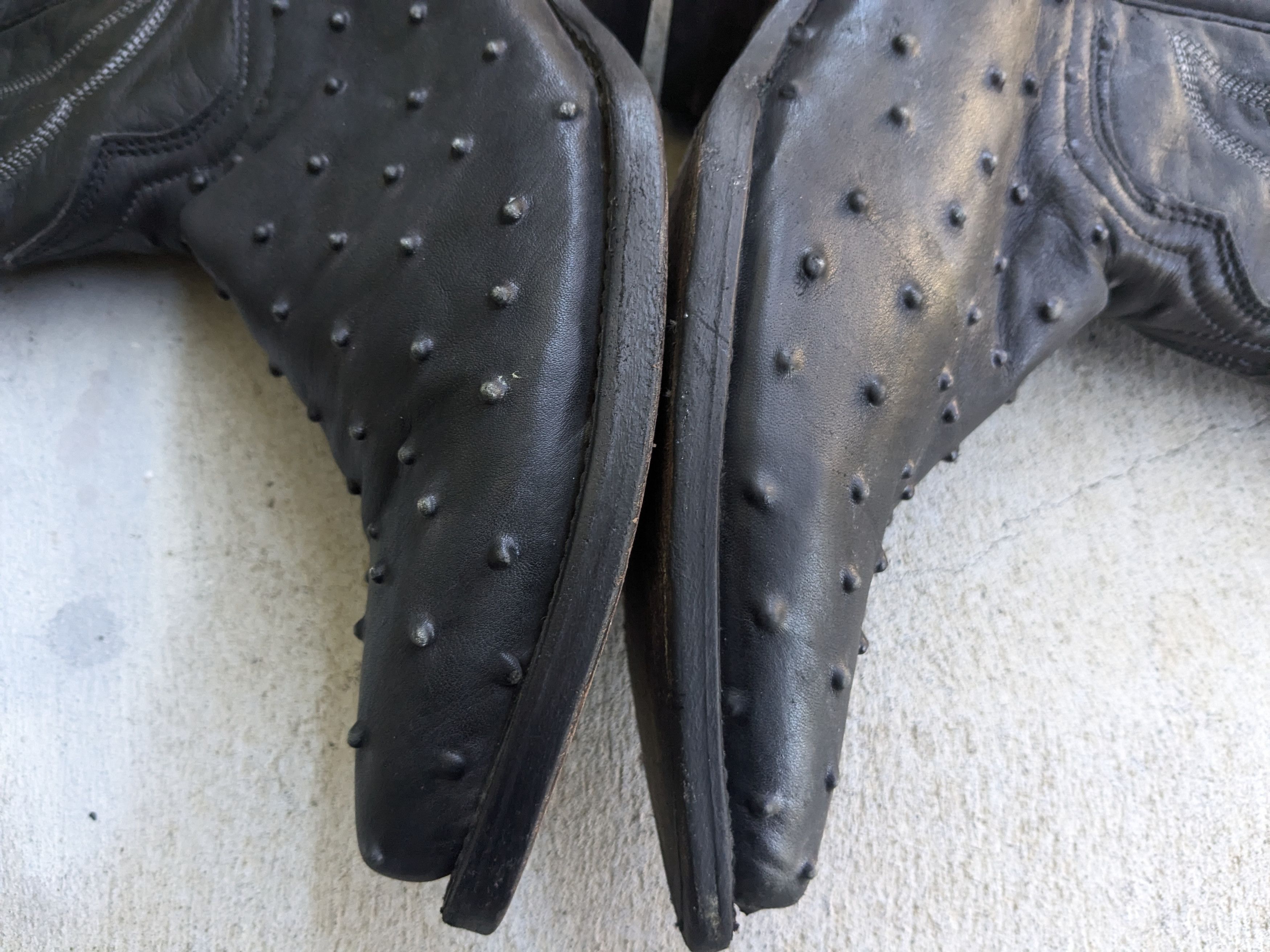 Genuine Leather × Vintage Vintage Cowboy Boots Ostrich Leather Black 7 Size US 7 / EU 40 - 8 Thumbnail