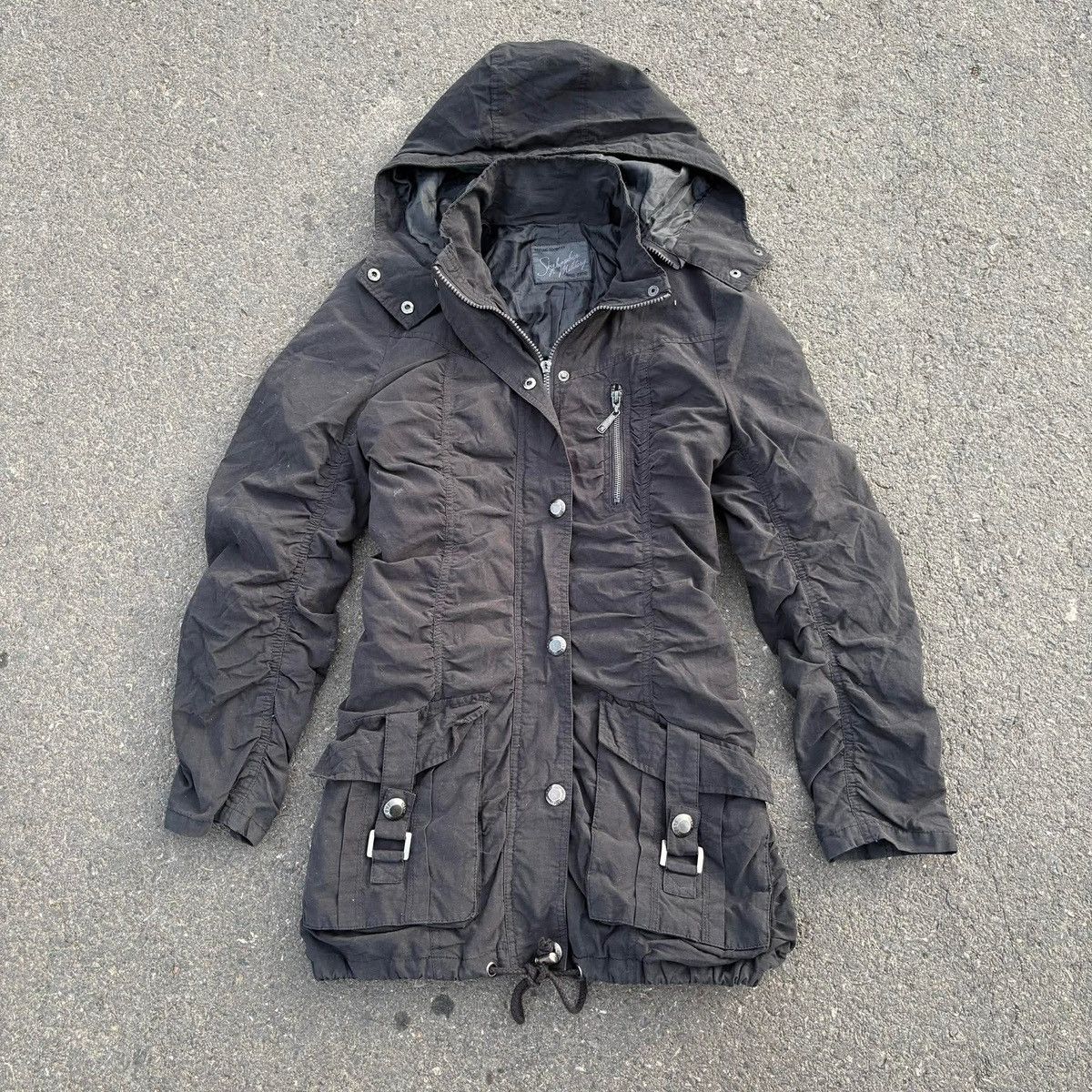 Japanese Brand Feeling Goods Military Parka Jacket Black Y2K Utility Hooded Size S / US 4 / IT 40 - 1 Thumbnail