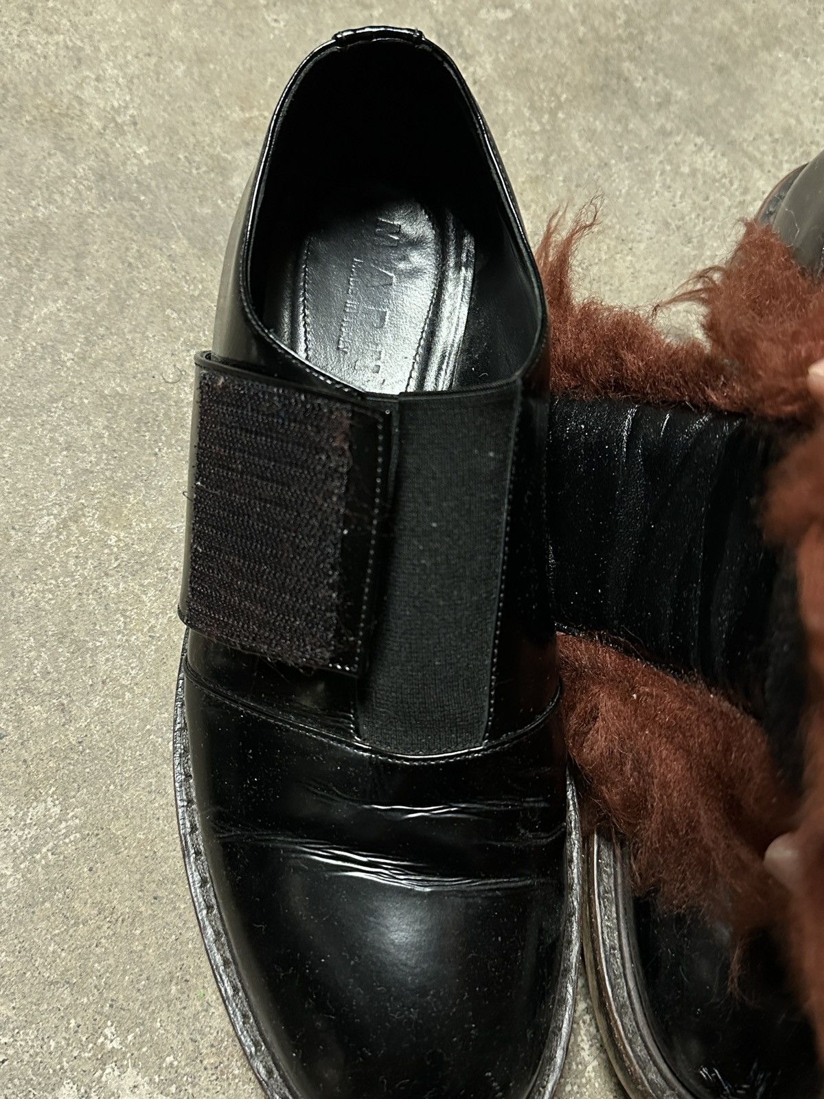 Marni Marni Leather Faux Fur Trim Oxfords Maroon Burgundy Black Size US 7.5 / IT 37.5 - 6 Thumbnail
