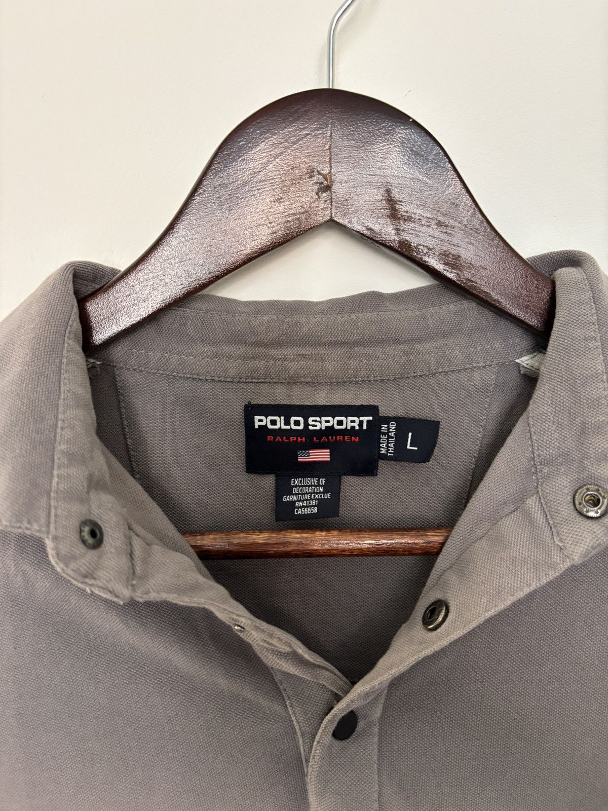 Polo Ralph Lauren Vintage Polo Sport Ralph Lauren Long Sleeve Polo Taupe Grey Size US L / EU 52-54 / 3 - 2 Thumbnail