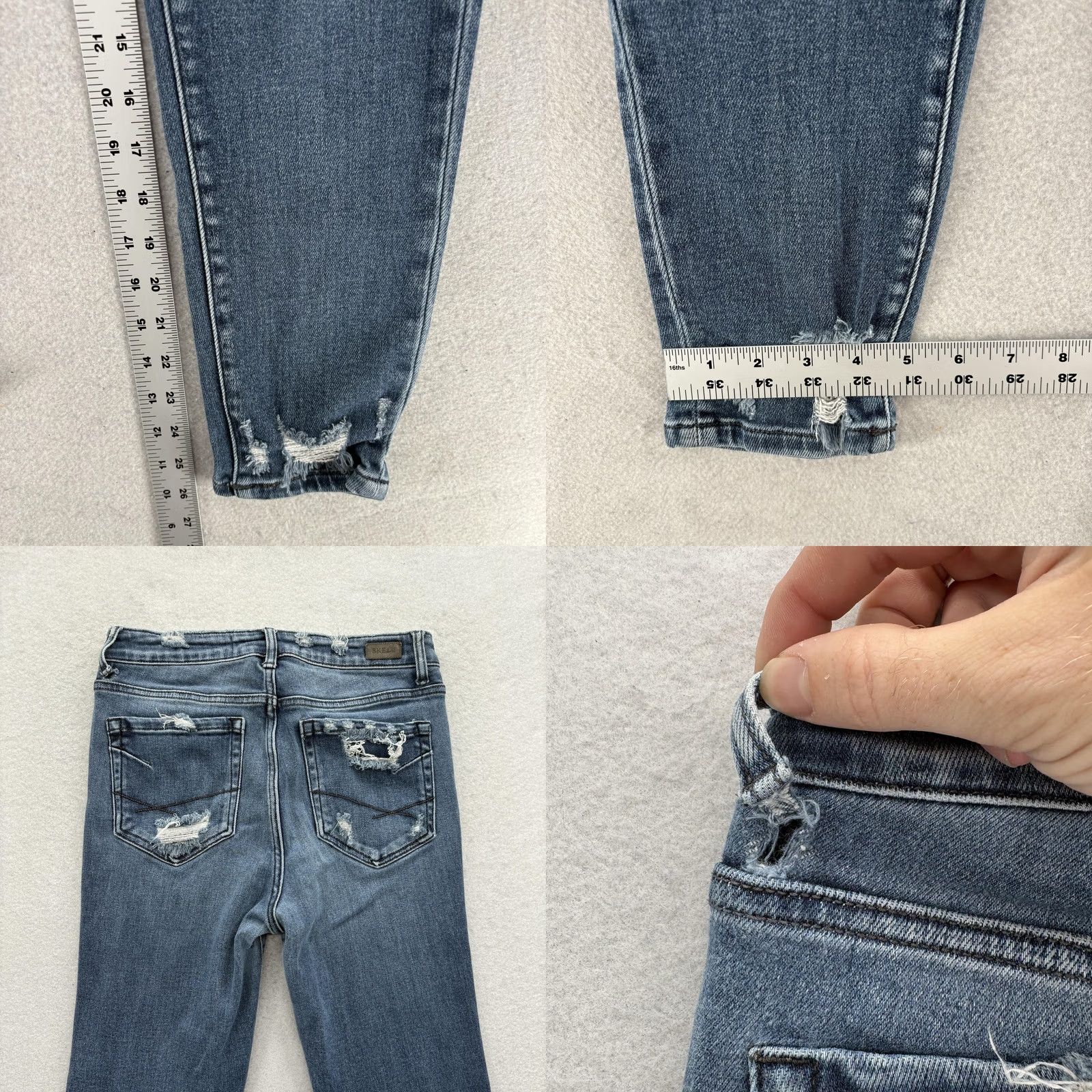 Vintage Buckle BKE Stella High Rise Ankle Skinny Jeans Womens 28 Blue Distressed Stretch Size 28" / US 6 / IT 42 - 8 Thumbnail