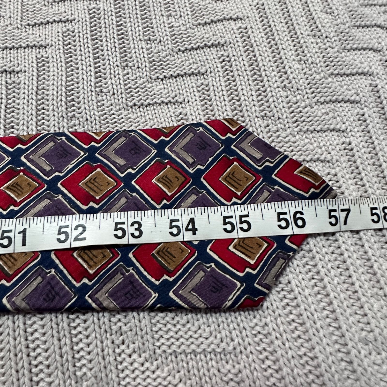 Oleg Cassini Vintage Oleg Cassini purple red block print Italian silk tie Size ONE SIZE - 4 Thumbnail