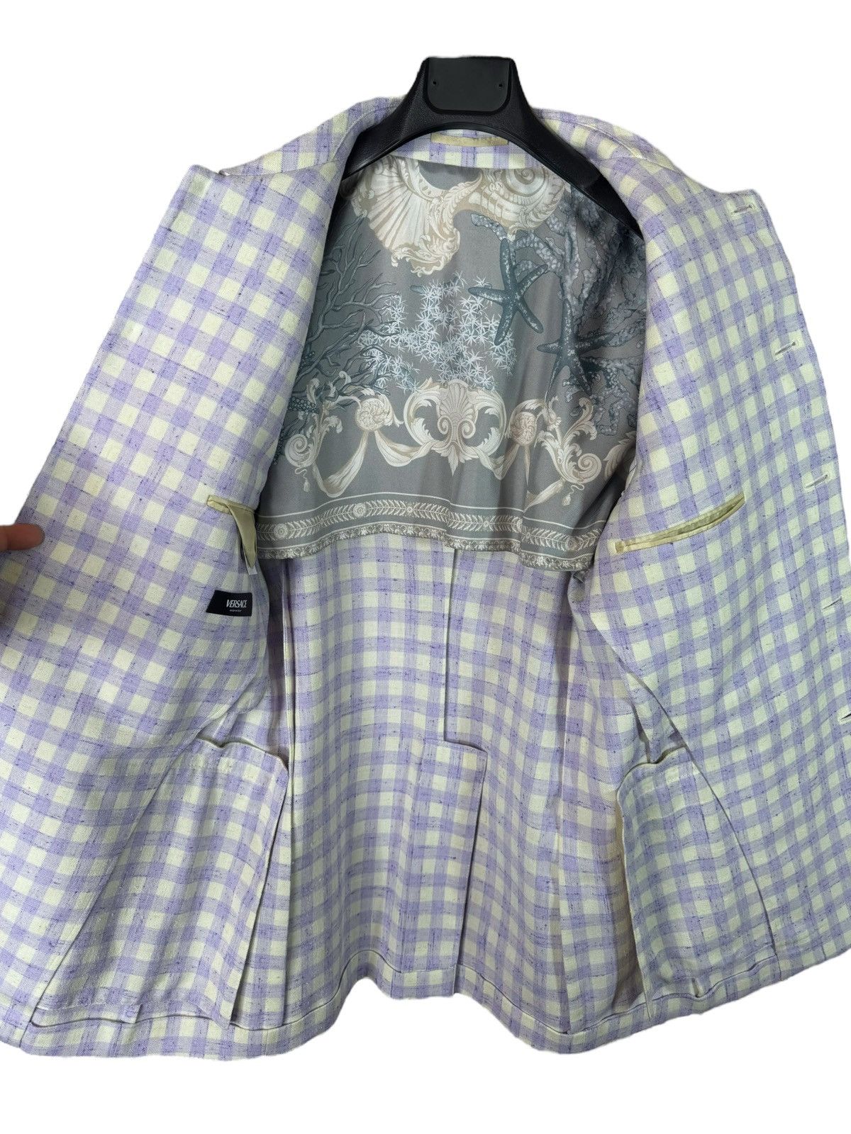 Versace Versace Men’s Suit Lilac Ivory Checkered Size 48 Size 38R - 2 Thumbnail