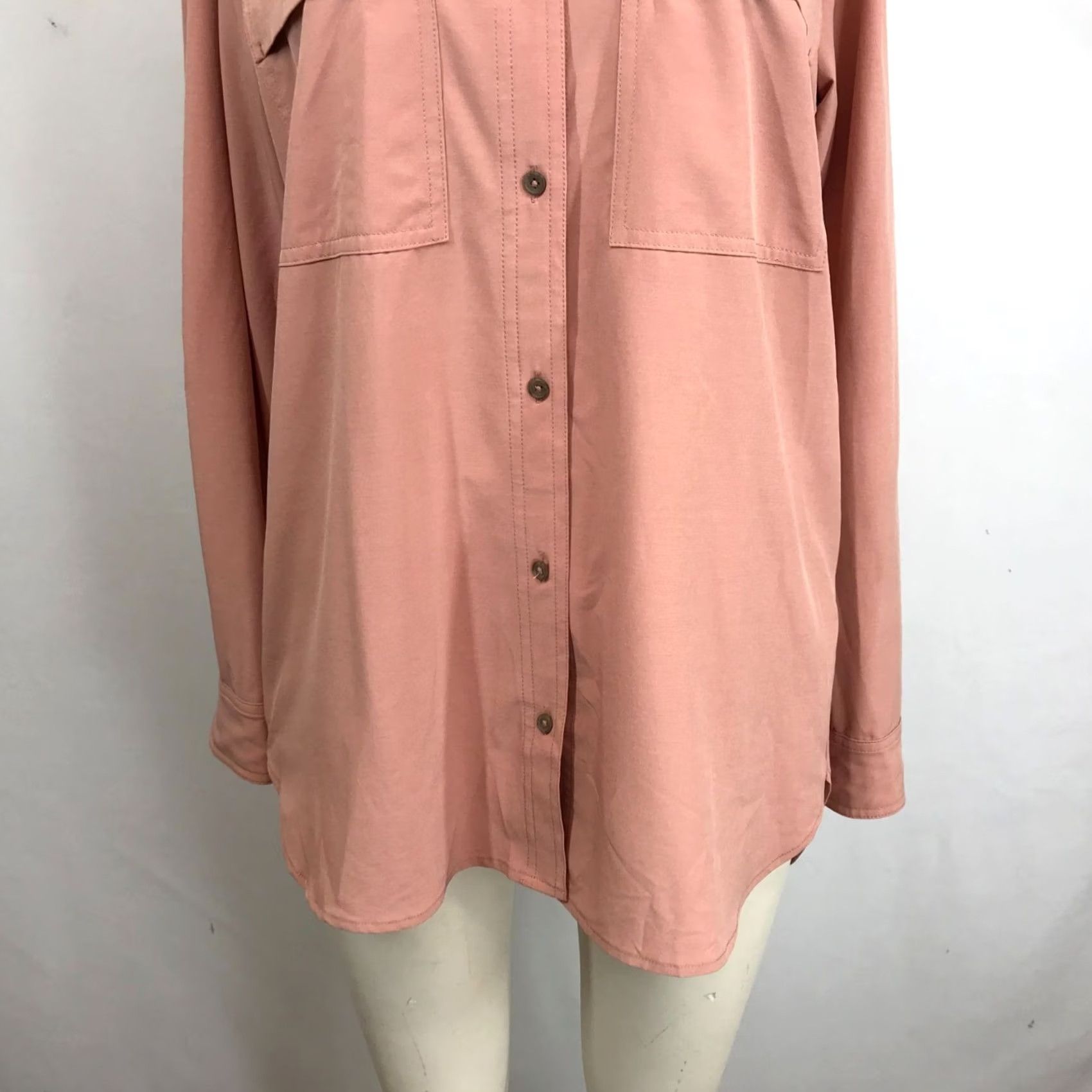 Prana prAna Womens Small Pink Long Sleeve Button Top Polyester Blend W-Pockets Size S / US 4 / IT 40 - 3 Thumbnail