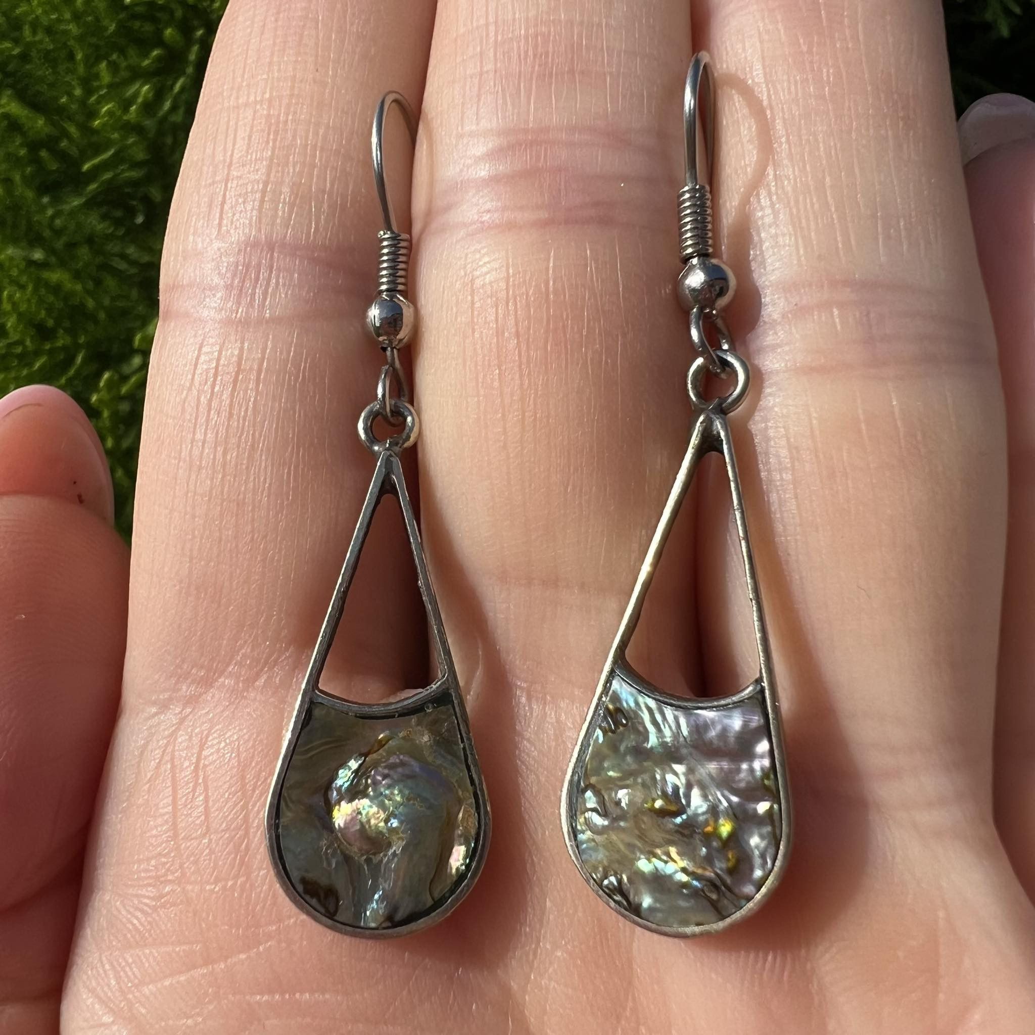 Jewelry Vintage Sterling Silver 925 Earrings Shell Nacre Mexico 3gr Size ONE SIZE - 2 Thumbnail