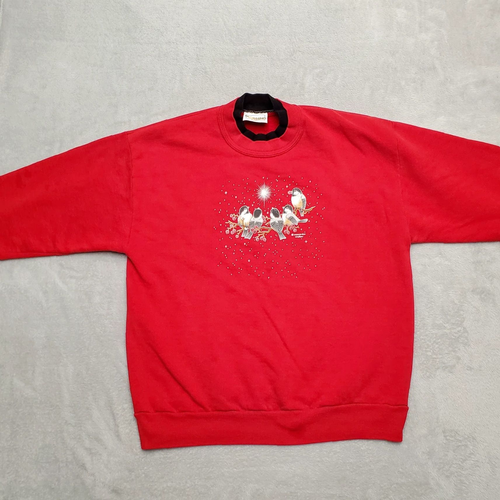 Vintage VINTAGE Morning Sun Crewneck Womens L Red Christmas Chickadee USA 80s Grannycore Shirt/Sweater Size L / US 10 / IT 46 - 3 Thumbnail