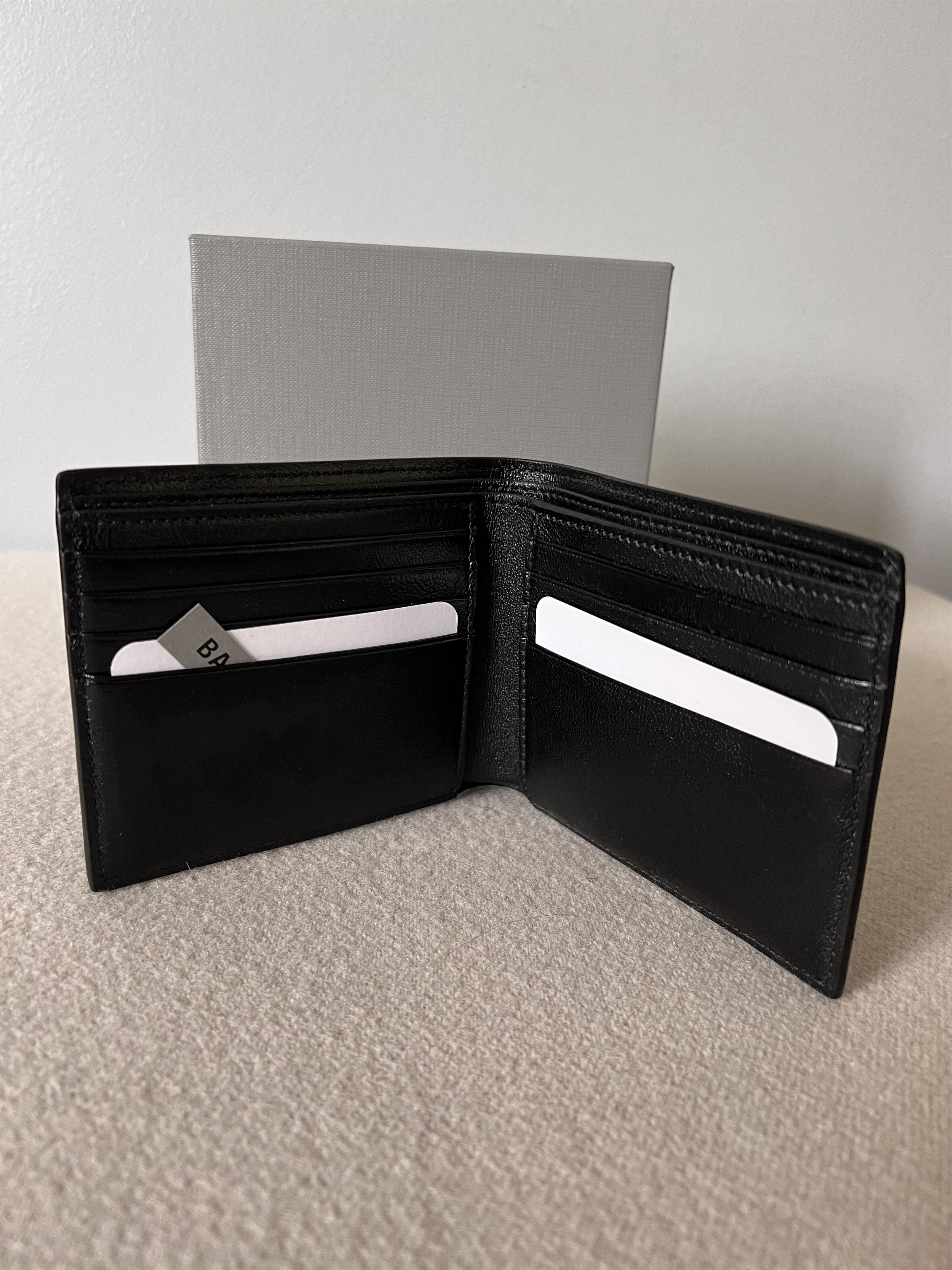 Balenciaga Balenciaga Political Stencil Bifold Wallet in Black Leather Size ONE SIZE - 3 Thumbnail