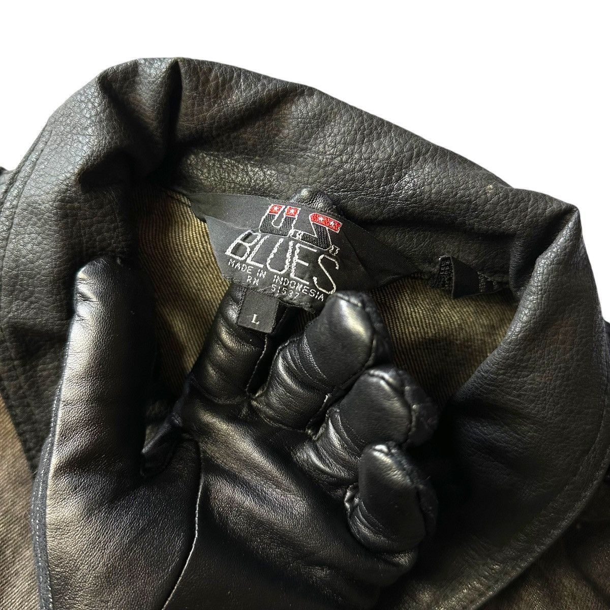 If Six Was Nine 🇯🇵 VINTAGE US BLUES DENIM + LEATHER BOMBER JACKET Size US L / EU 52-54 / 3 - 15 Thumbnail