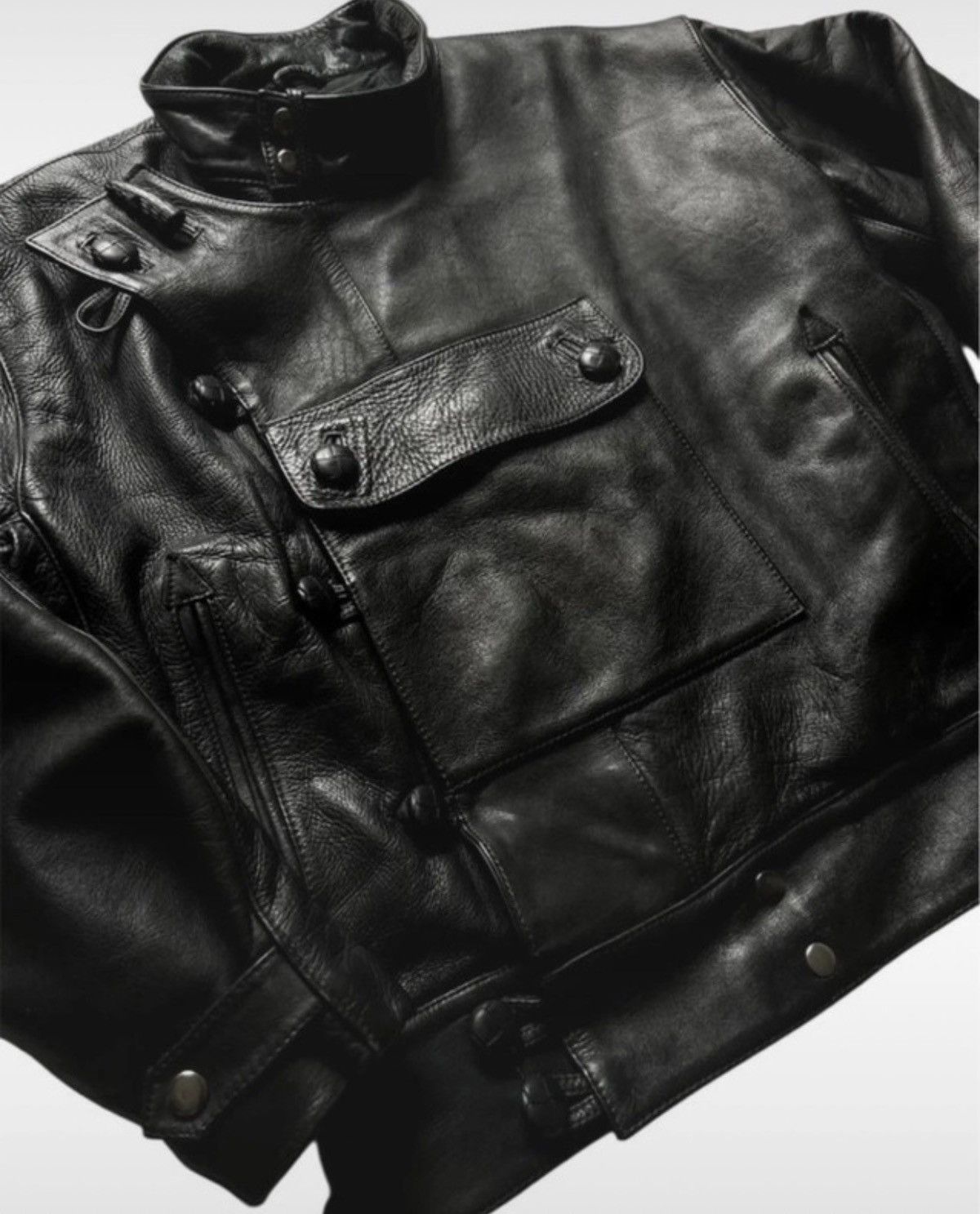 Vintage Vintage Archive 1980s Cropped Leather Military Jacket Size US L / EU 52-54 / 3 - 2 Thumbnail