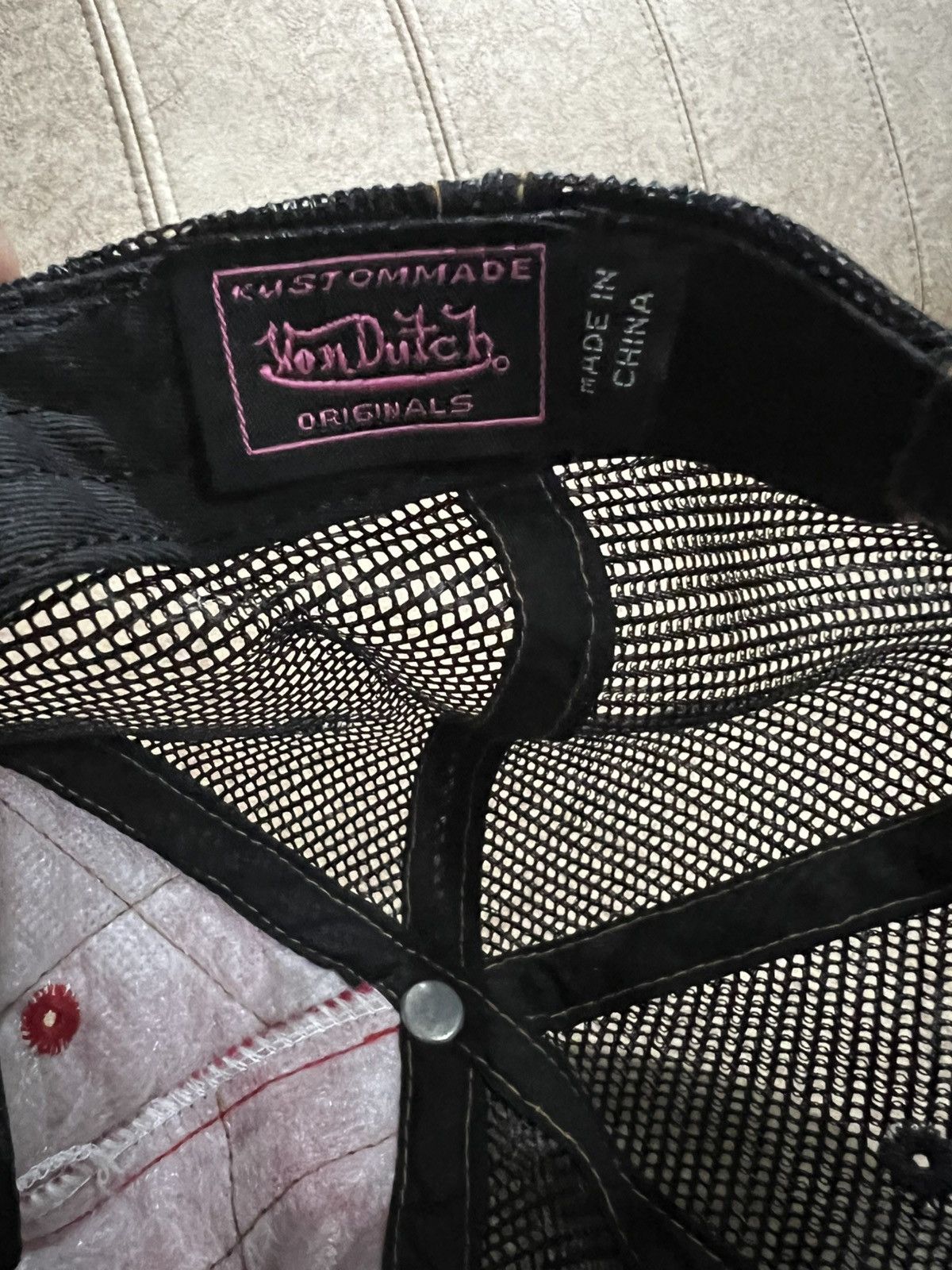 Von Dutch Y2K Von Dutch Patch Logo Quilted Mesh Trucker Cap Hat Size ONE SIZE - 8 Thumbnail