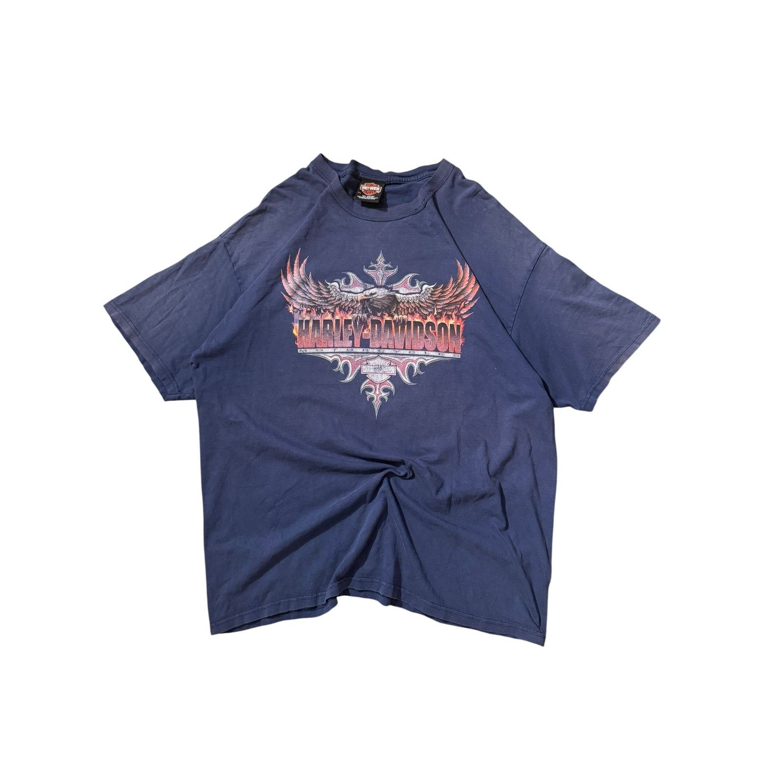 Vintage Vintage HD Navy Eagle Flame Tribal Tee McGuire HD CA Size US XL / EU 56 / 4 - 1 Thumbnail