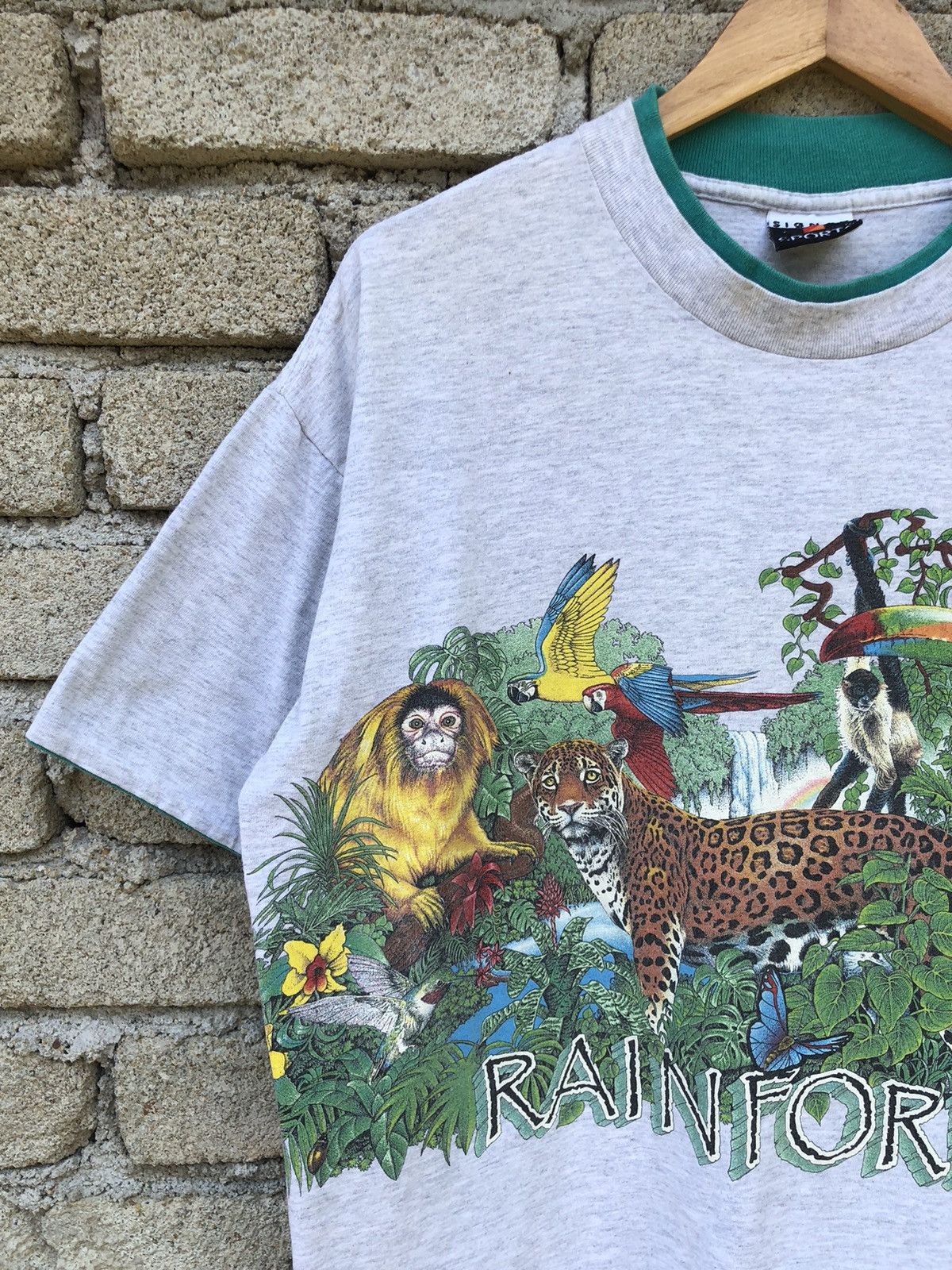 Vintage Vintage 90s Habitat Rainforest Animals Nature Mirror Tshirt Size US XL / EU 56 / 4 - 6 Thumbnail