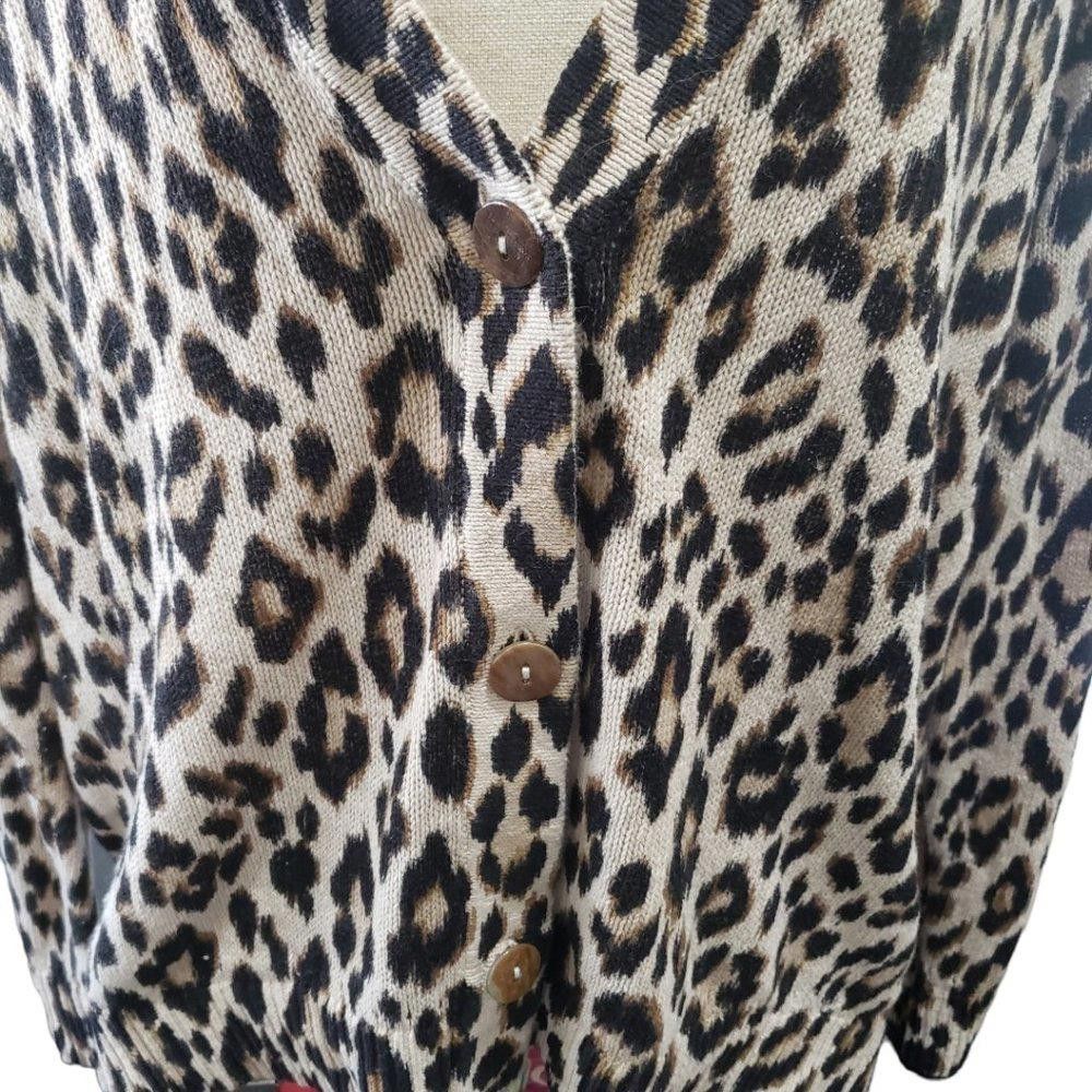 Chicos CT798 Chico's Animal Print Long Sleeve Button Cardigan L Size L / US 10 / IT 46 - 2 Thumbnail