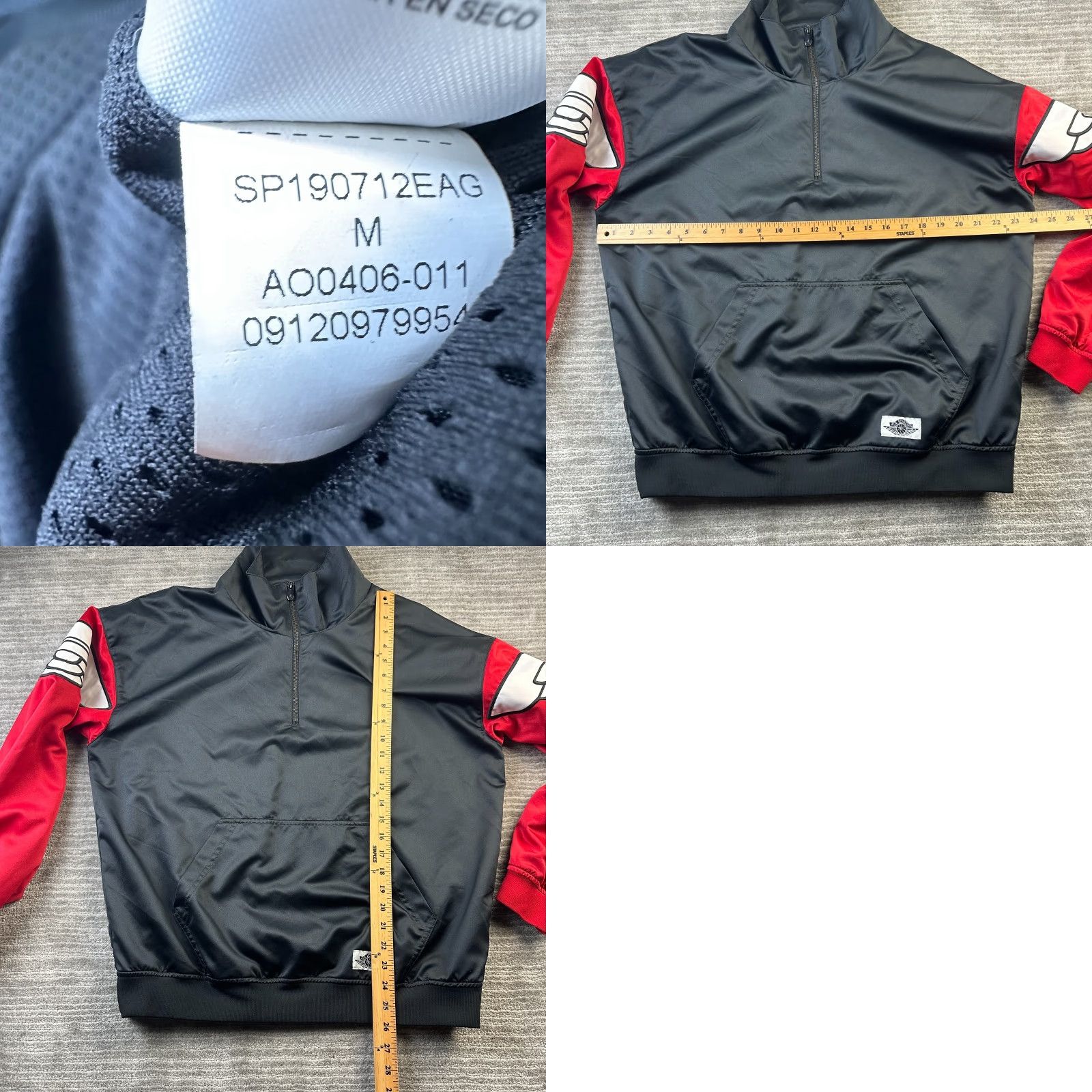 Jordan Brand Jordan Jacket Mens Medium Black Satin Retro 1 Quarter Zip Sportswear Track Jacket Basketball Air Jordan Size US M / EU 48-50 / 2 - 8 Thumbnail