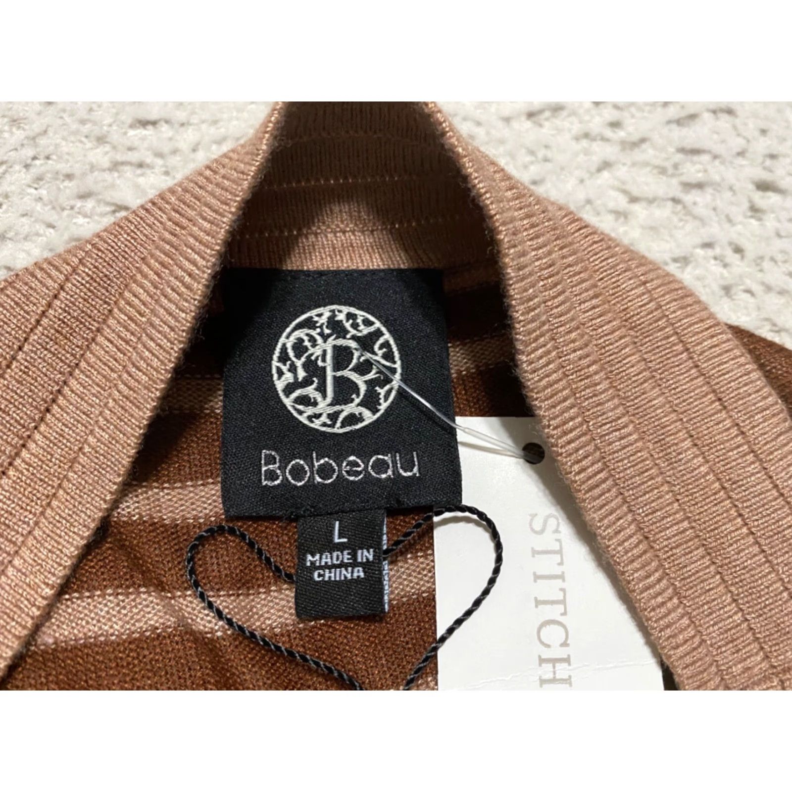 Vintage NWT Bobeau Sweater Cardigan Open Front Striped Brown Womens Large Traditional Size L / US 10 / IT 46 - 5 Thumbnail