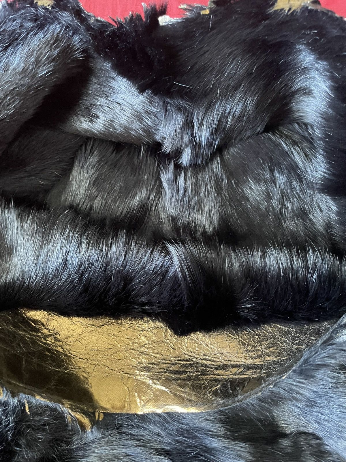 Le Grande Bleu (L.G.B.) Le Grand Bleu 1/1 Cropped Rabbit Fur Gold Leather Jacket Size M / US 6-8 / IT 42-44 - 11 Thumbnail