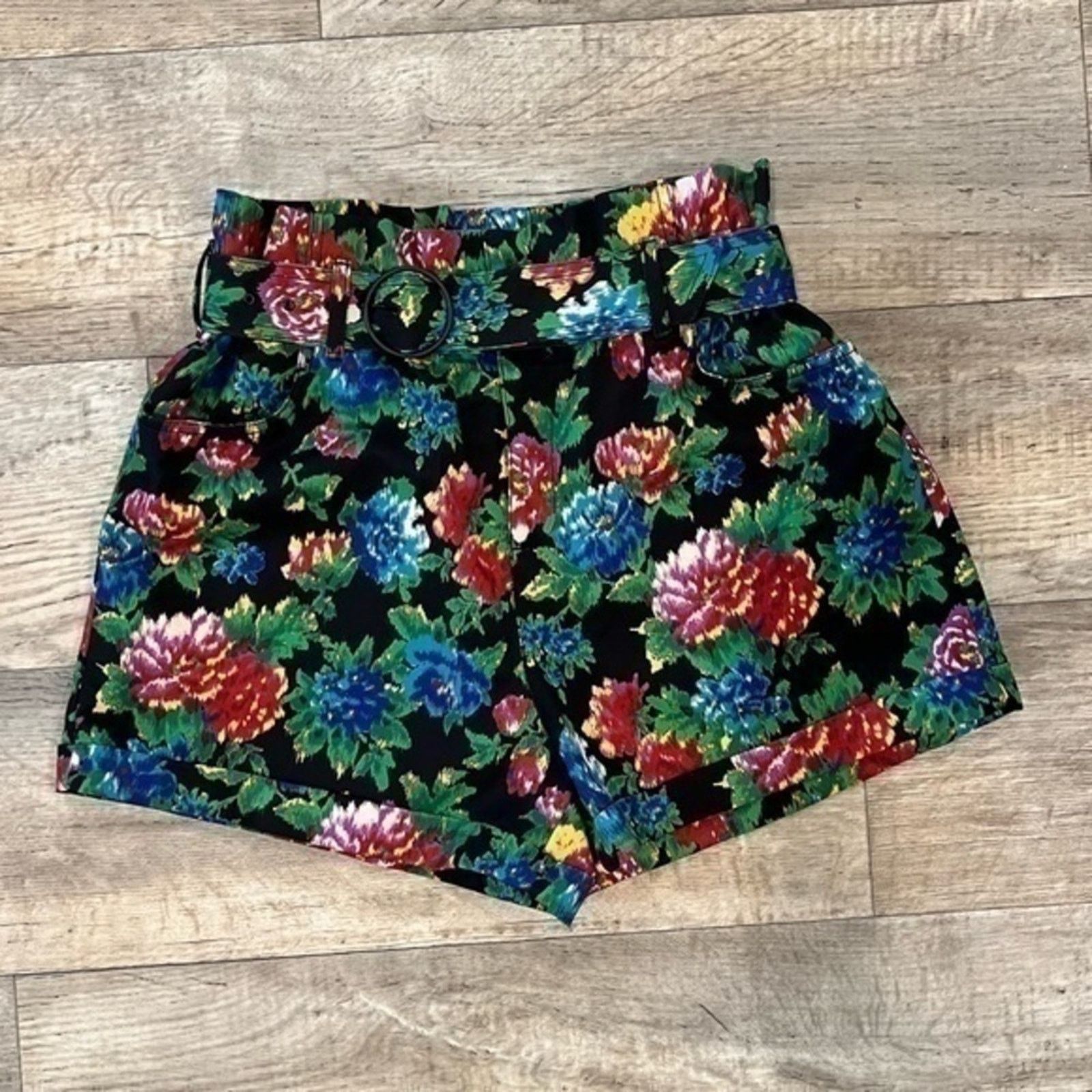 ZARA Floral Print Paperbag Shorts NWT