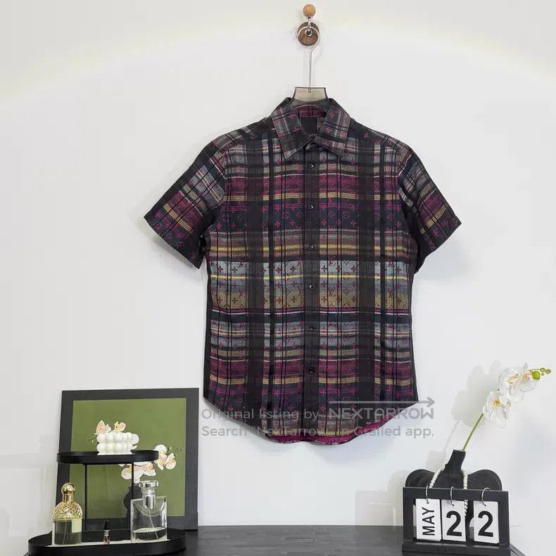 Louis Vuitton Louis Vuitton Neon plaid full logo short sleeve shirt Size US M / EU 48-50 / 2 - 1 Thumbnail