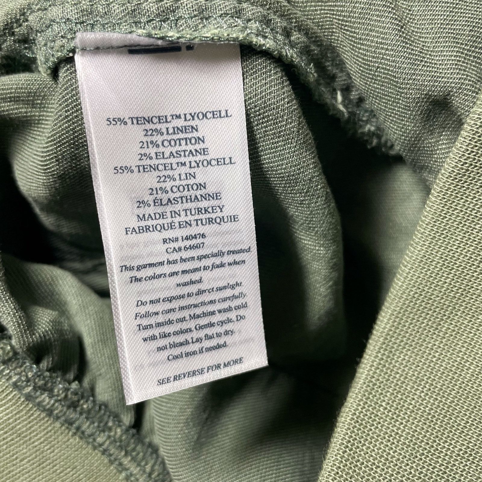 Faherty Faherty Arlie Pants Thyme Green Linen Blend Pull On Size XS Size 26" / US 2 / IT 38 - 7 Thumbnail