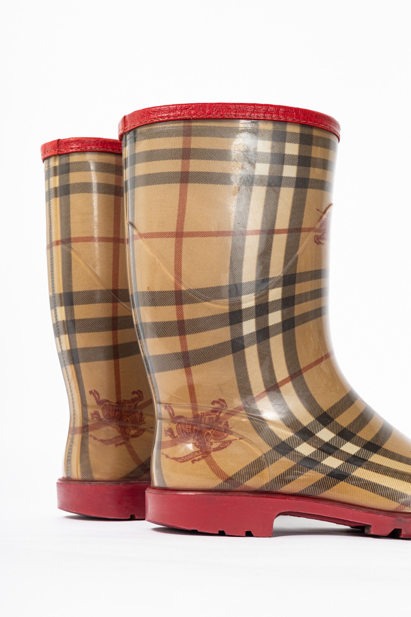 Burberry Burberry Splash Mid Haymarket Leather Rainboots Size US 6.5 / IT 36.5 - 8 Thumbnail
