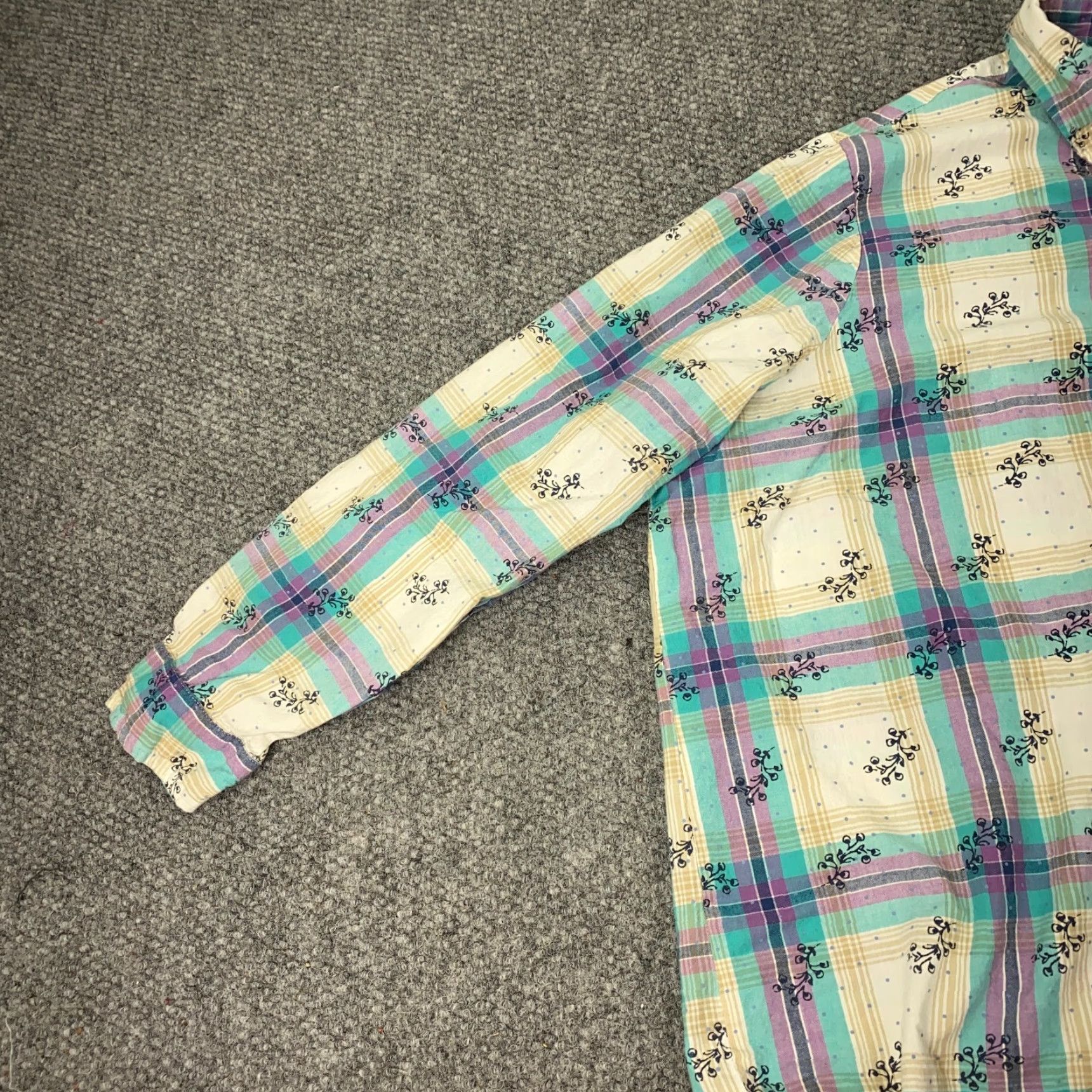 Vintage Bend Over Womens Shirt 3X Beige Plaid Cotton 3/4 Sleeve Button-Up Casual Party/Cocktail Travel Vintage No Size XXL / US 16-18 / IT 52-54 - 2 Thumbnail