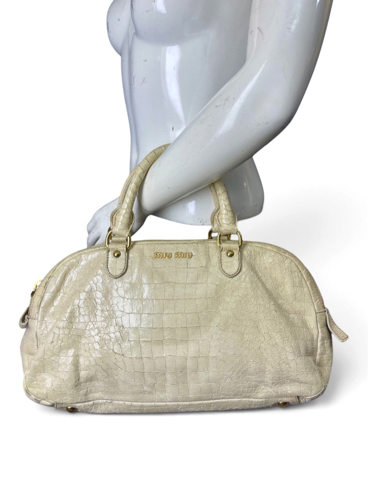 Miu Miu Miu Miu Crocodile Embossed Leather Top Handle SKU:A00773 Size ONE SIZE - 4 Thumbnail