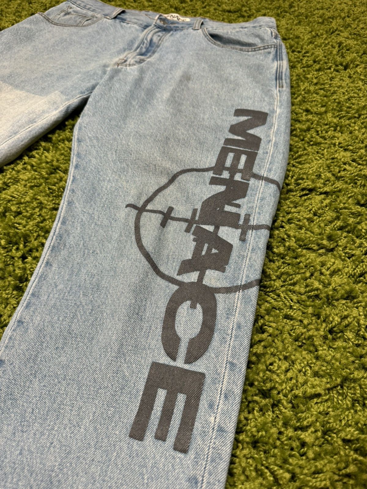 Menace Menace Target Logo Cargo Pocket Denim Pants Size US 32 / EU 48 - 3 Thumbnail