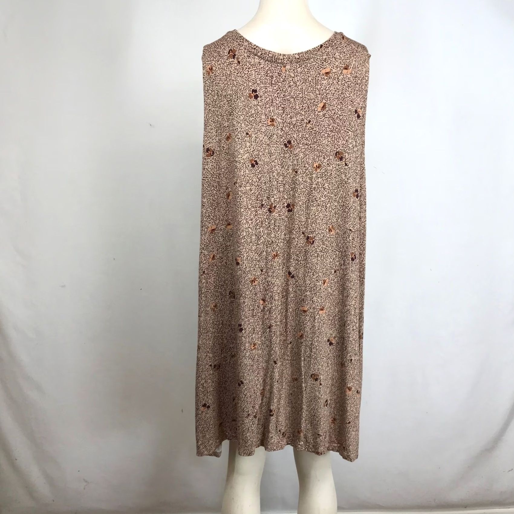 Logo 7 100 Layers Women's Plus Size 3X Brown Floral Sleeveless Midi Dress Casual Size XXL / US 16-18 / IT 52-54 - 5 Thumbnail