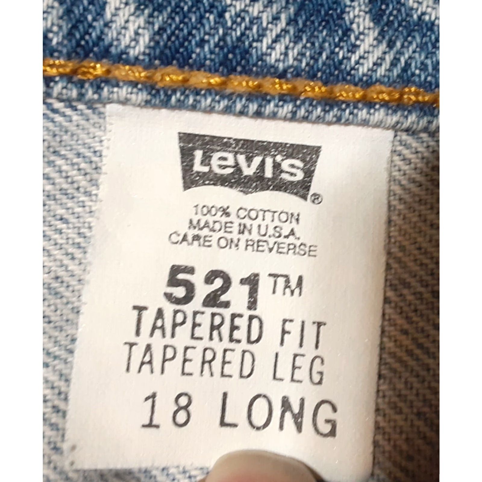 Levi's Vintage 90s Levi's 521 Mom Jeans Women's 18 Long Distressed Blue High Rise Tapered Fit Made in USA Size 40" / US 18 - 6 Thumbnail