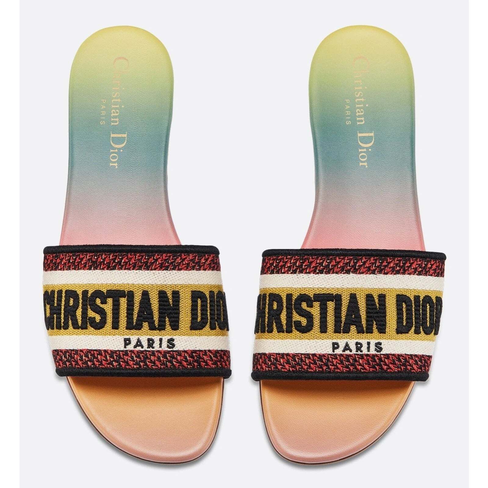Dior Dway Rainbow Embroidered Logo Slide Flat Sandal 41.5 Size US 11.5 / IT 41.5 - 1 Thumbnail