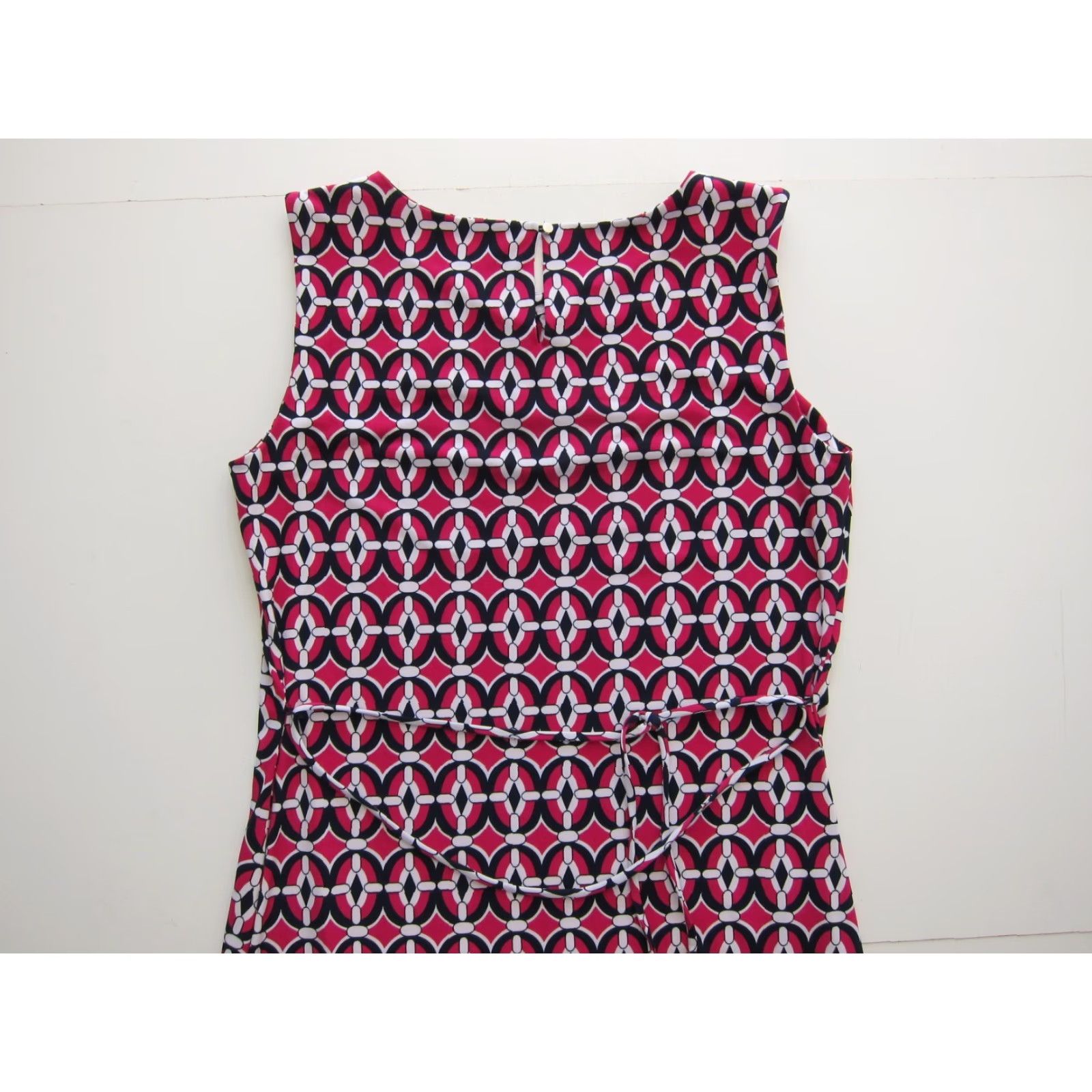 Liz Claiborne Vtg Liz Claiborne Pink Blue White Geometric Stretch Sleeveless Sheath Dress L Size L / US 10 / IT 46 - 5 Thumbnail