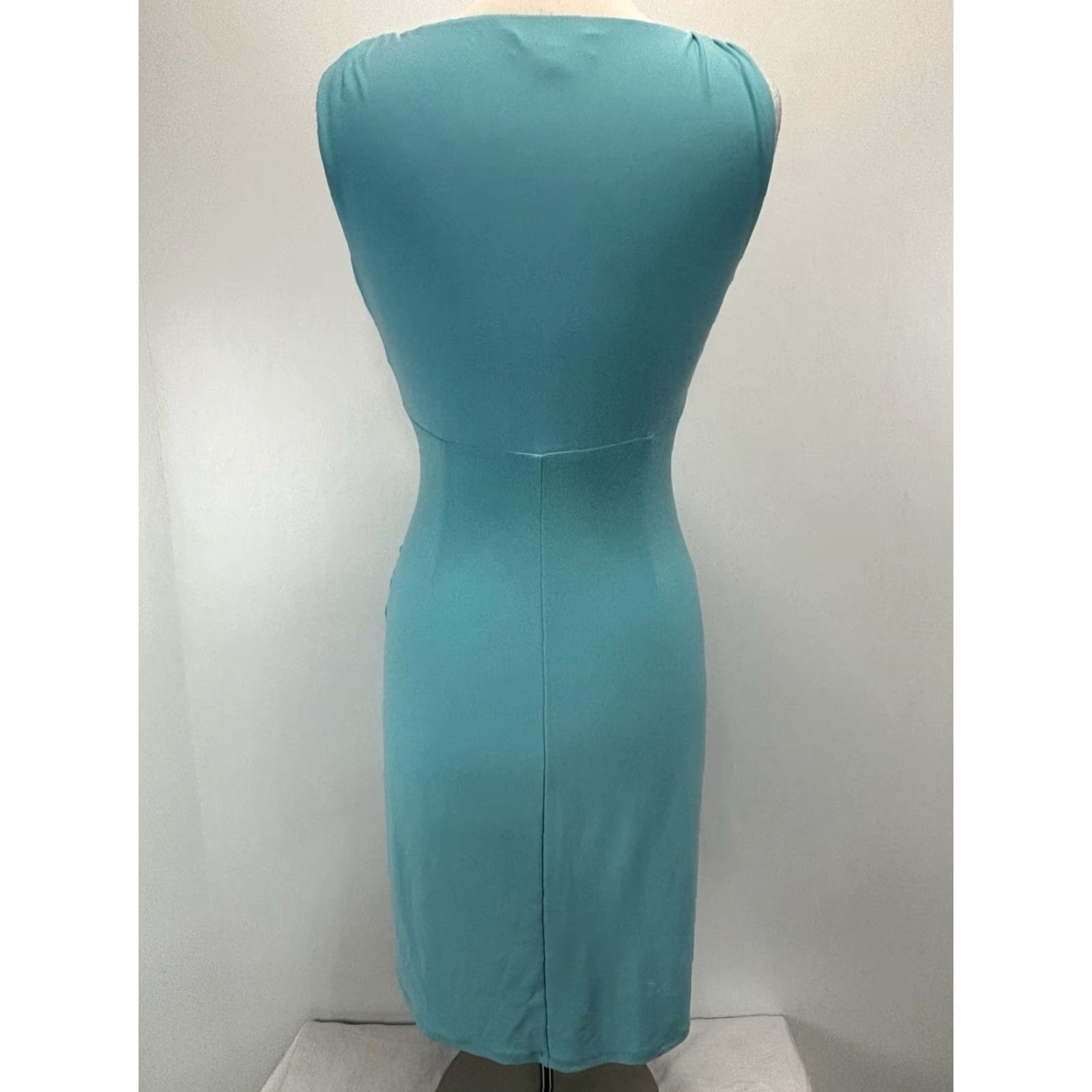 Ralph Lauren Lauren Ralph Lauren Dress Sz 6p Petite Aqua Blue Stretch Ruched Side Faux Wrap Size M / US 6-8 / IT 42-44 - 3 Thumbnail