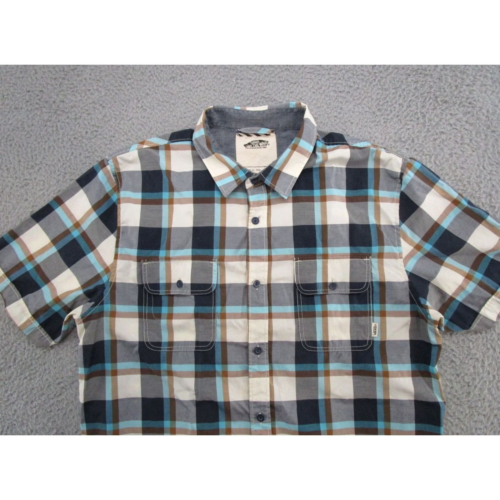 Vans VANS Plaid Short Sleeve Button-Up Shirt M Mens Multicolor Pattern 90s Preppy Pocket Off the Wall Shirt Size US M / EU 48-50 / 2 - 2 Thumbnail