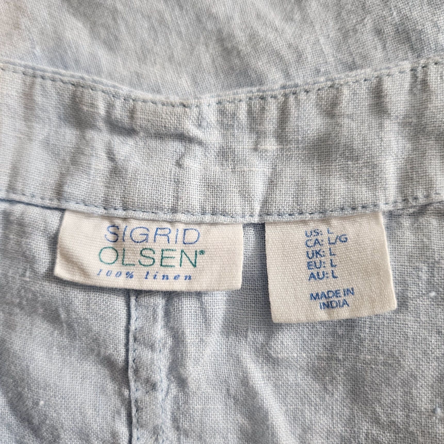 Vintage Sigrid Olsen Womens Linen Top L Blue V-Neck Blouse Shirt Adult Large Accessories? Size L / US 10 / IT 46 - 4 Thumbnail