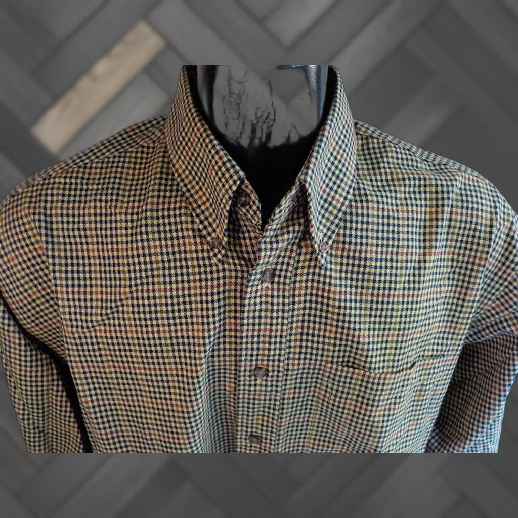 Vintage Viyella Button-Up Shirt Navy Tan Red XL Mens Size US XL / EU 56 / 4 - 1 Thumbnail