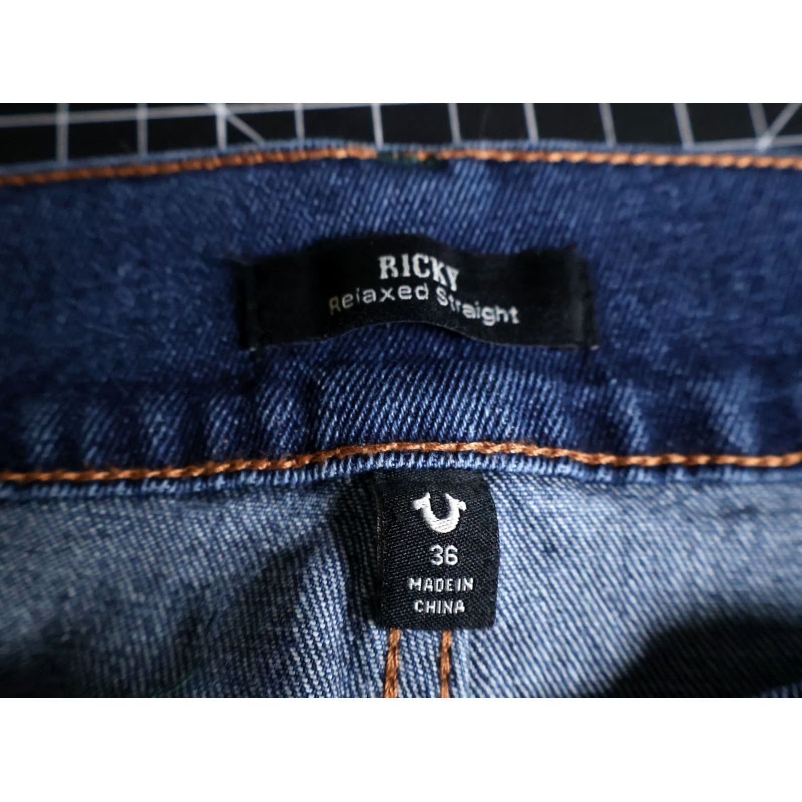 True Religion VINTAGE True Religion Jeans Mens 36 x 32 Blue Ricky Relaxed Straight Leg Cotton Blend Denim Hook Fly Size US 36 / EU 52 - 4 Thumbnail