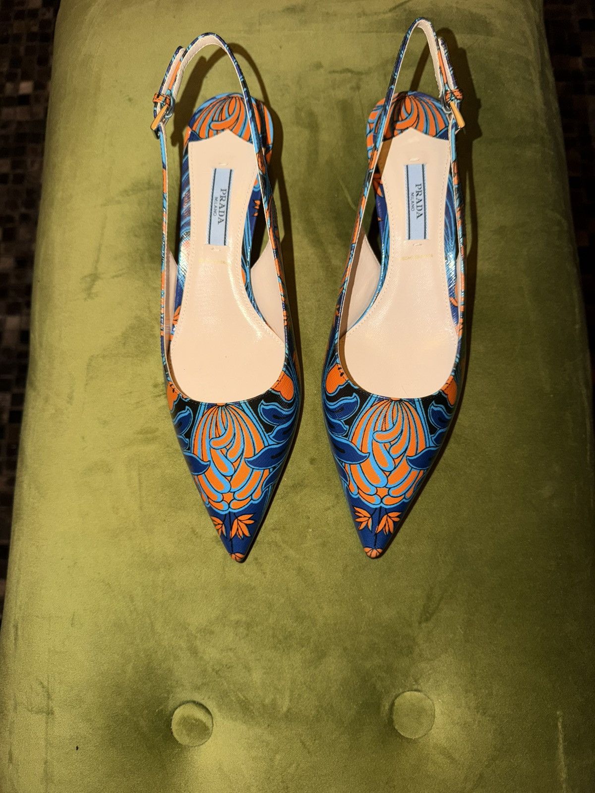 Prada Prada Tulip Printed Heels Size US 7.5 / IT 37.5 - 1 Thumbnail
