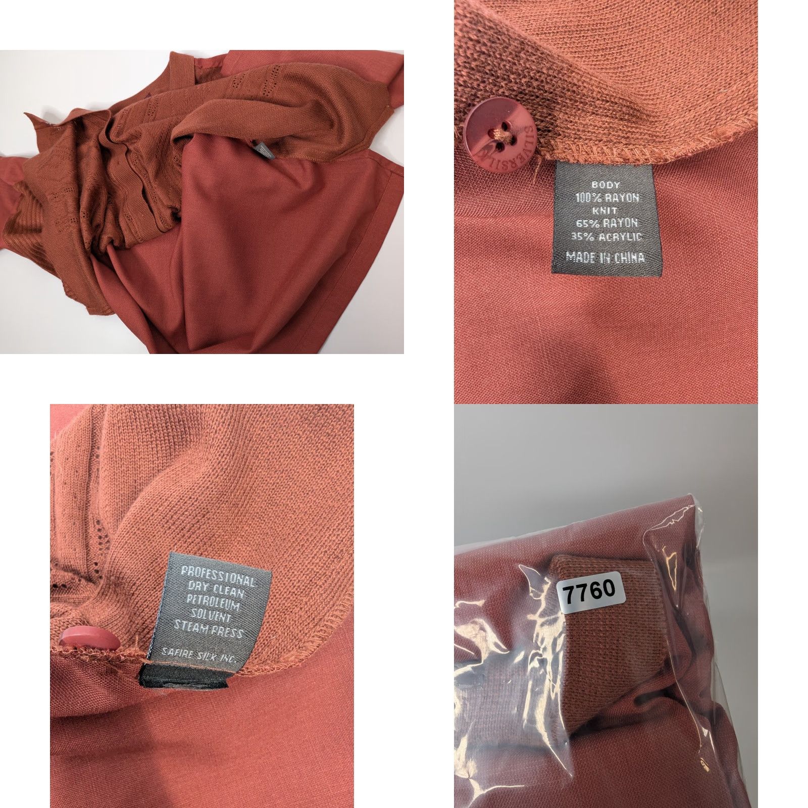 Rusty SilverSilk Shirt Men 2XL Button-Down Short Sleeve Rust Brown Retro All Seasons Breathable Easy Care Size US XXL / EU 58 / 5 - 8 Thumbnail