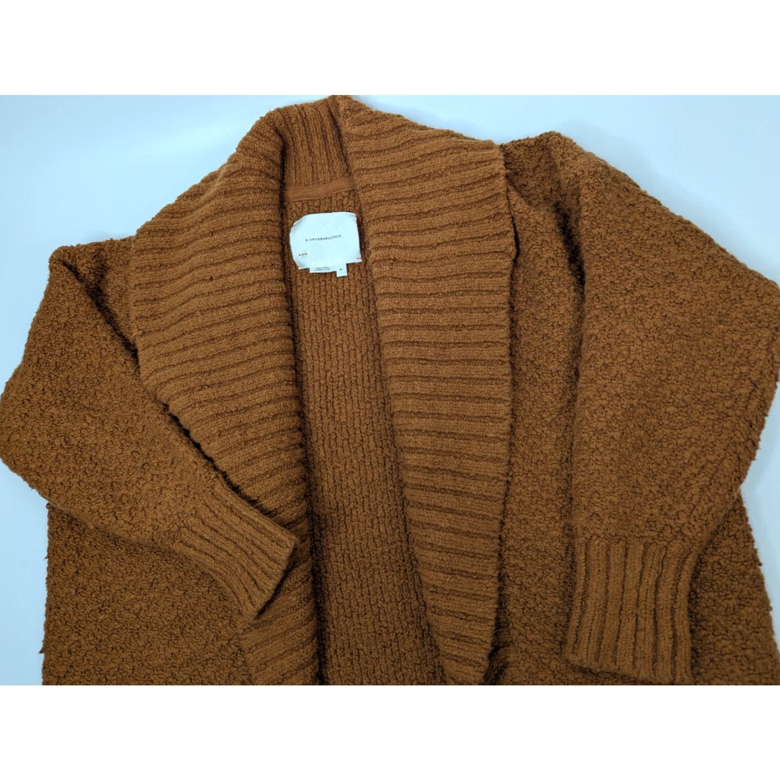 Anthropologie VINTAGE Anthropologie Women’s Denise Textured Knit Pecan Brown Cardigan Sweater Medium Size M / US 6-8 / IT 42-44 - 6 Thumbnail