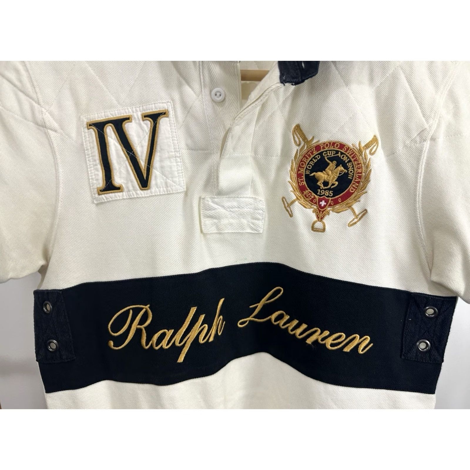 Polo Ralph Lauren VTG 90s Polo Ralph Lauren Crest Moritz Switzerland Padded Shoulder Rugby Shirt S Men White Polo Ralph Lauren Shirt Rugby Moritz St Moritz 90s Mens S Size US S / EU 44-46 / 1 - 3 Thumbnail