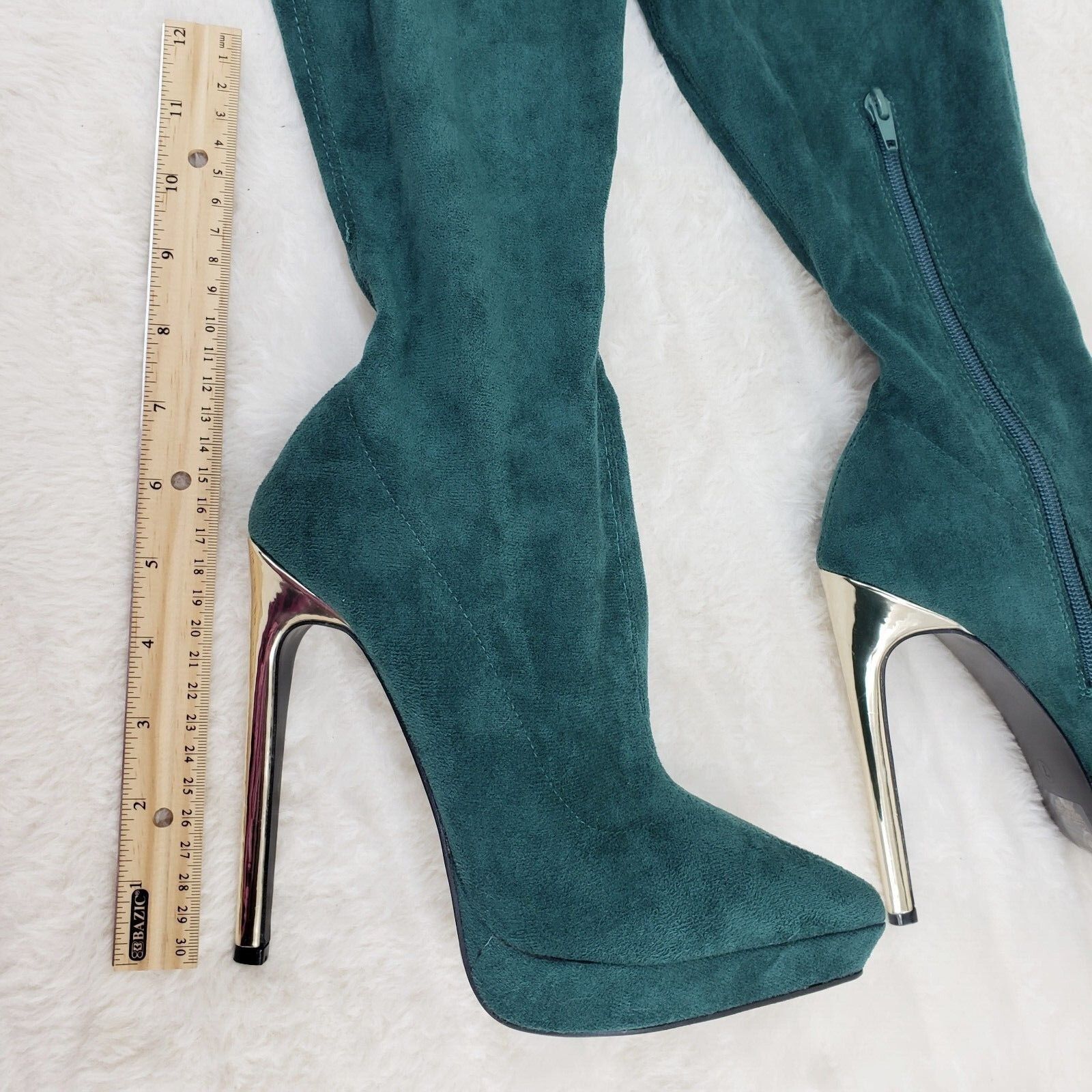 Other Girlz Revenge Faux Stretch Teal Suede High Heel Pointy Toe P Size US 6 / IT 36 - 7 Thumbnail