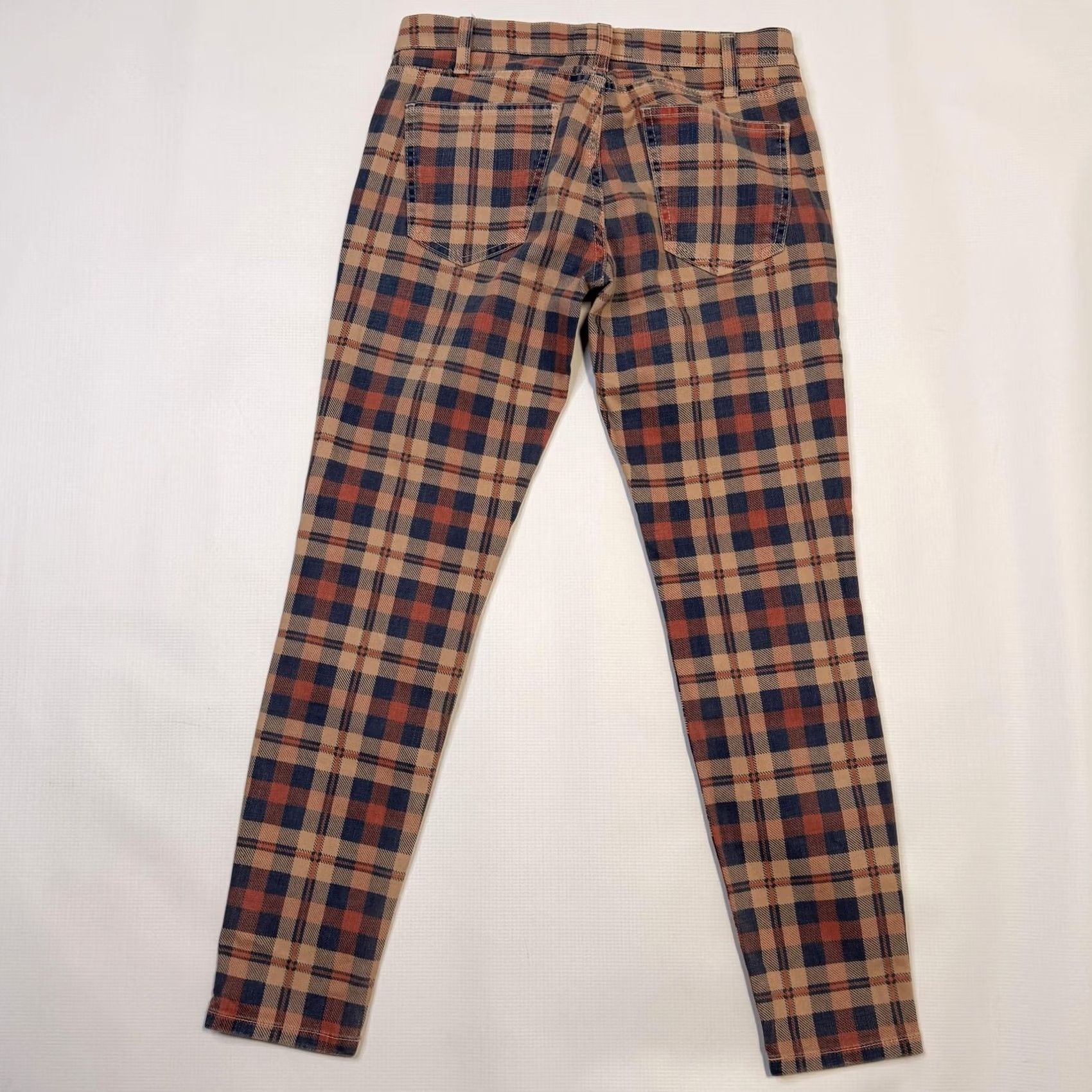 Vintage Current/Elliott The Stiletto Jeans Womens 25 Tan Plaid Skinny Ankle Stretch Size 42" / US 20 - 5 Thumbnail