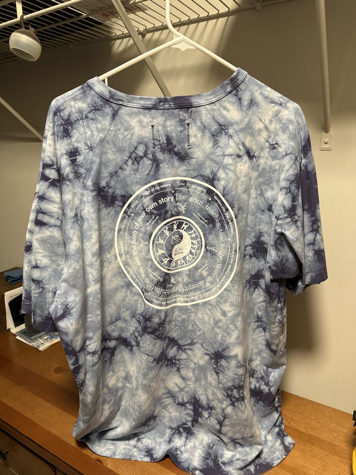 Reigning Champ blue tie-dye running shirt XL