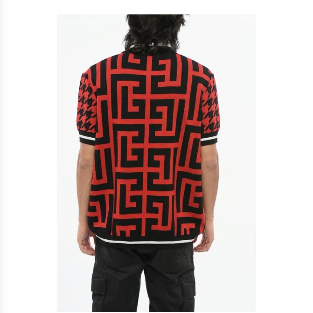Balmain Balmain Mega Monogram Houndstooth Knit Polo Size XXL Size US XXL / EU 58 / 5 - 3 Thumbnail