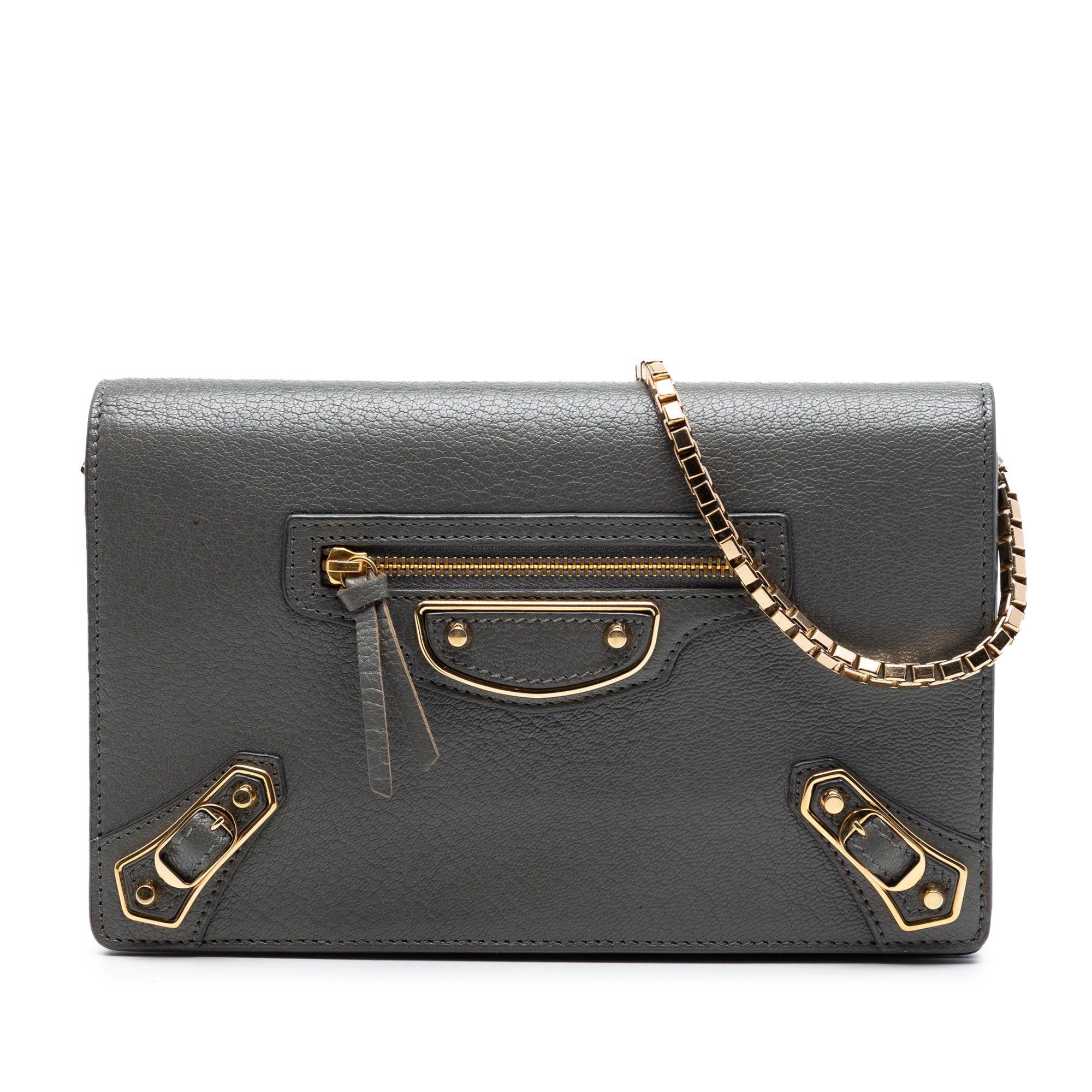 Balenciaga Chevre Motocross Metallic Edge Wallet on Chain Size ONE SIZE - 1 Thumbnail