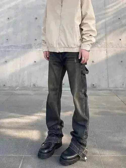 Japanese Brand Nostalgic washed workwear-breasted micro-flare jeans Size US 32 / EU 48 - 3 Thumbnail